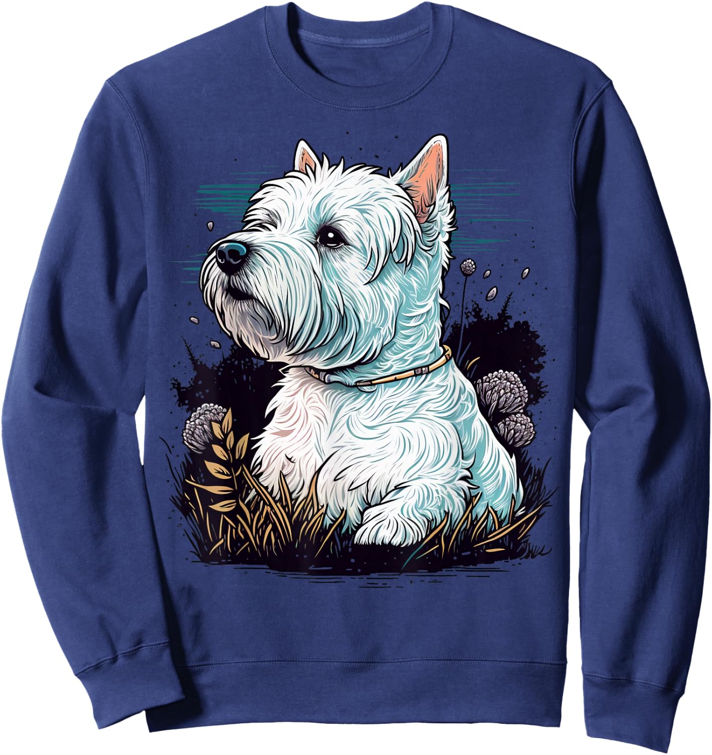 Cute West Highland White Terrier Dog on Westie Lover Sweatshirt - Sweatshirt | Navy