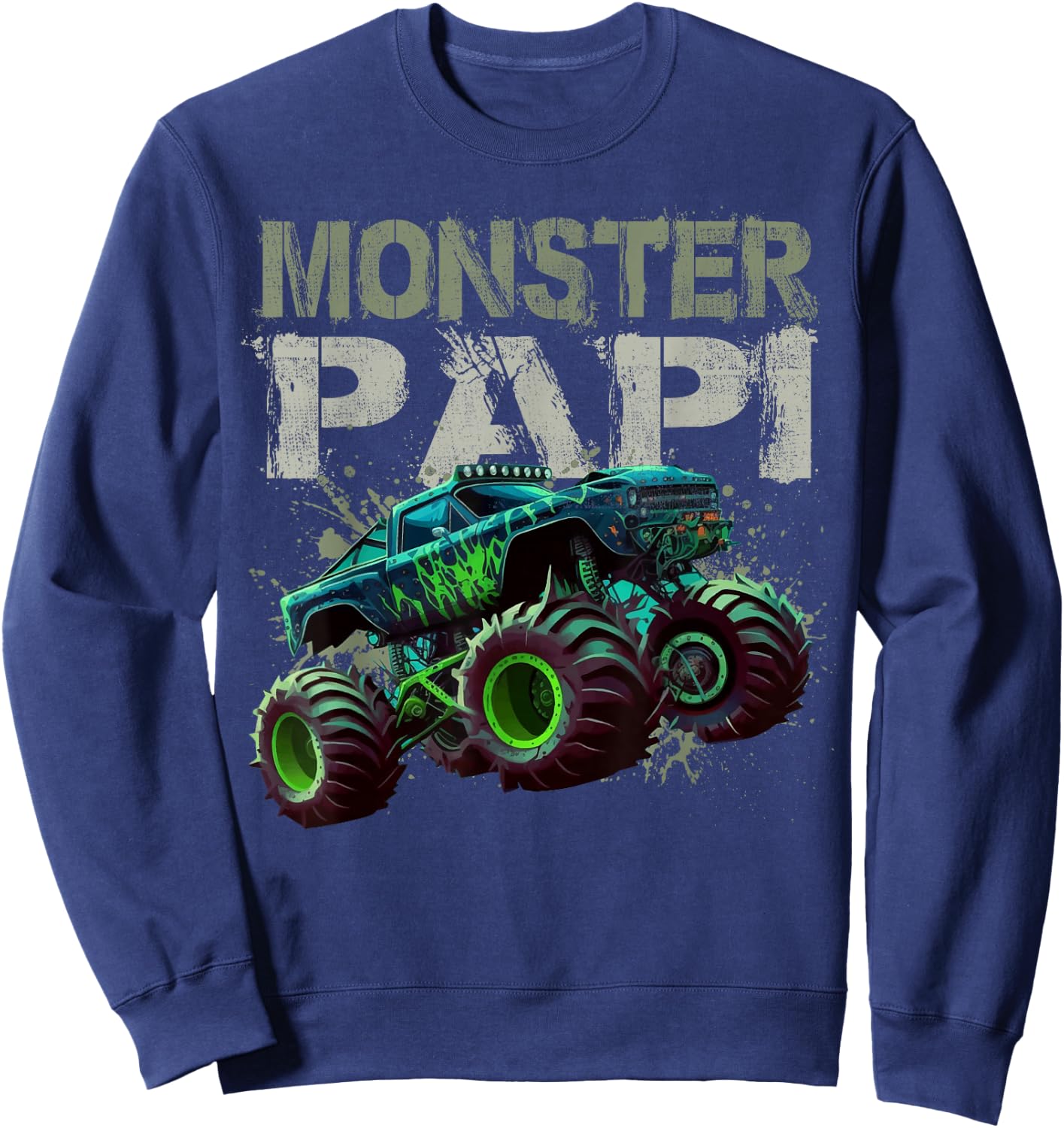 Monster Truck Papi Family Matching Monster Truck Lovers Sweatshirt - Sweatshirt | Navy