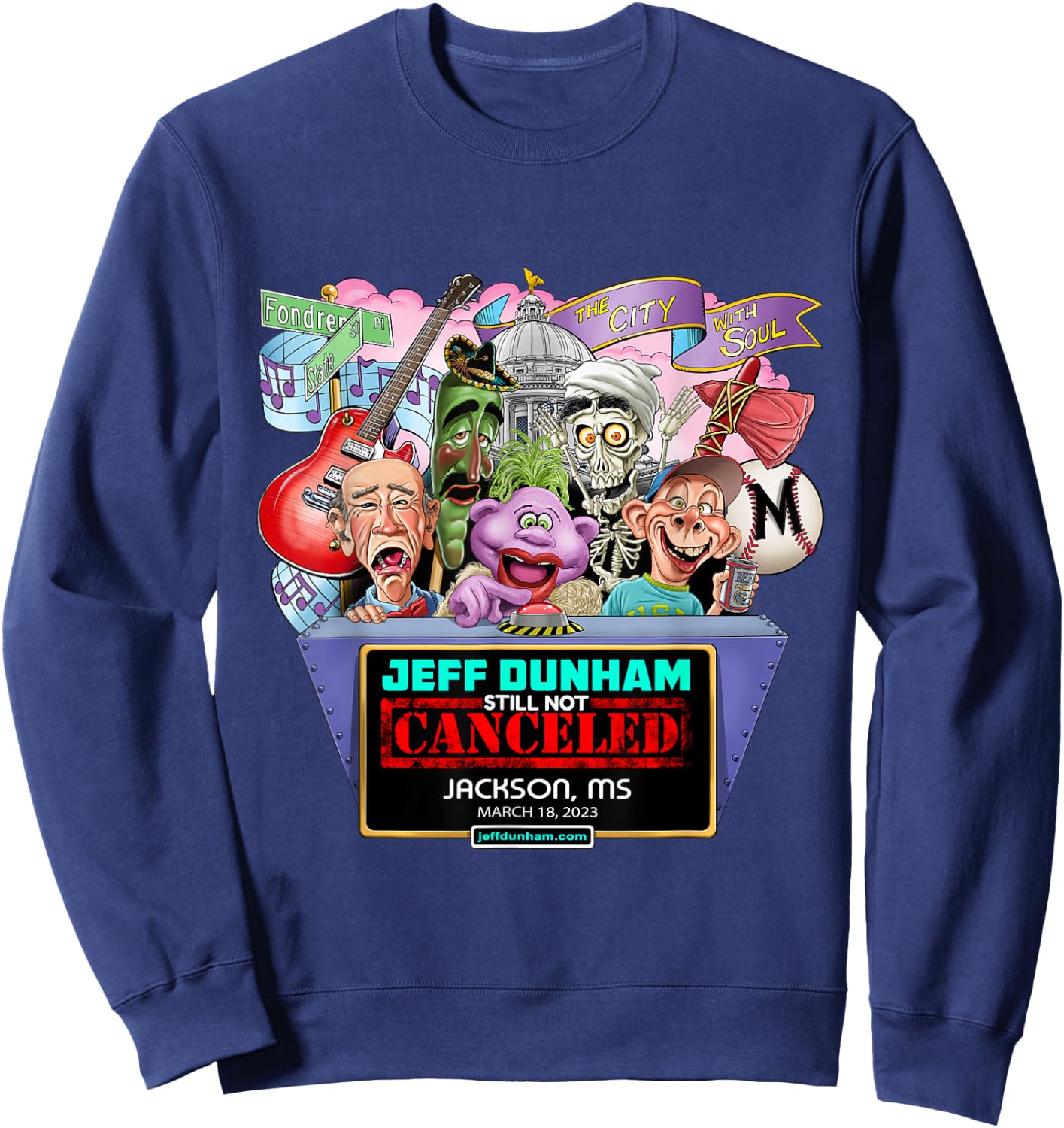 Jeff Dunham Jackson, MS (2023) Sweatshirt - Sweatshirt | Navy