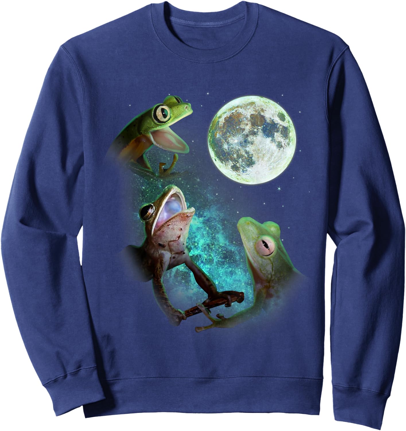 Three Tree Frogs Howl At Moon 3 Wolfs Wolves Funny Parody Sweatshirt - Sweatshirt | Navy