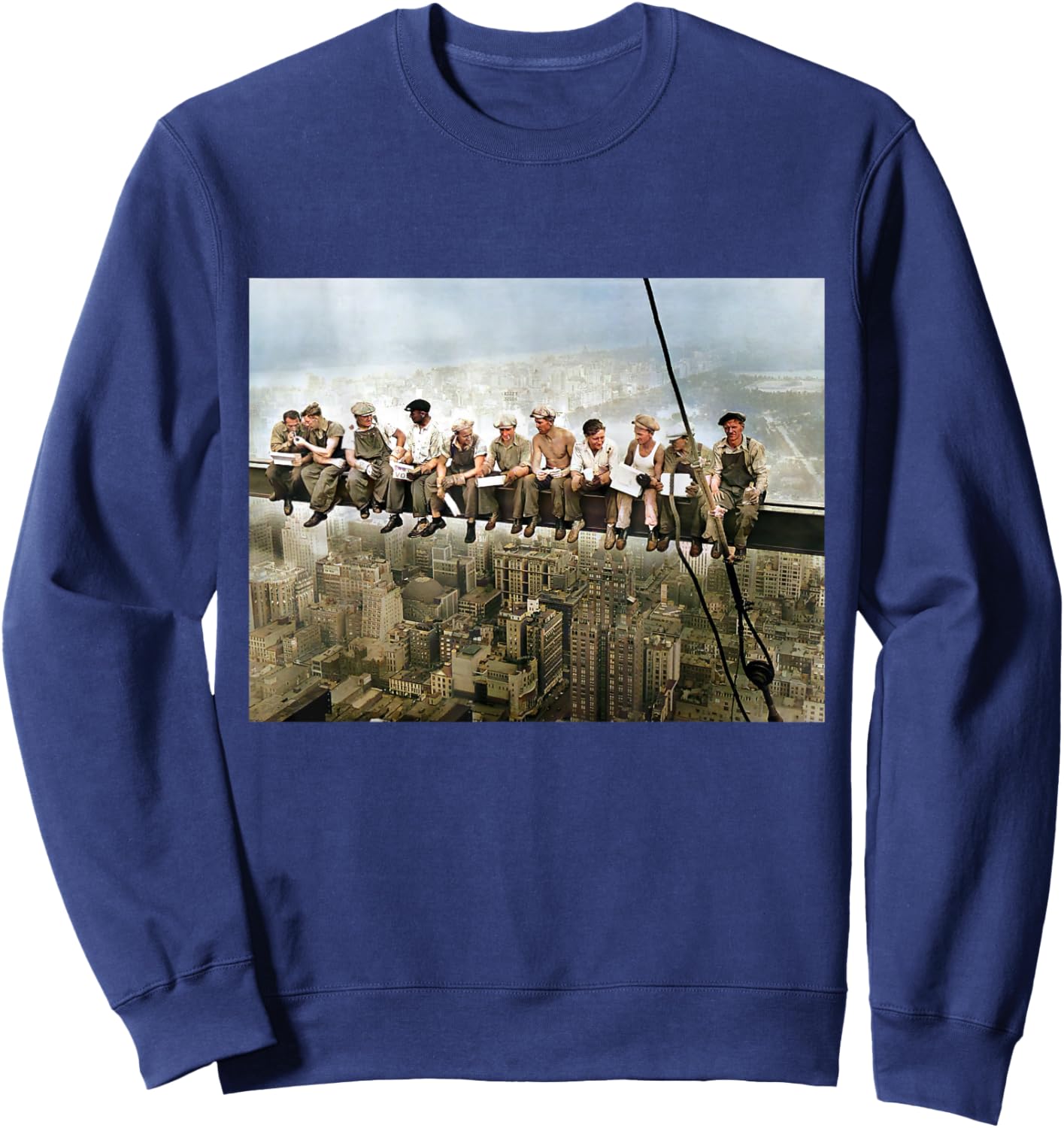 Lunch Atop a Skyscraper New York Ironworkers Photograph Sweatshirt - Sweatshirt | Navy
