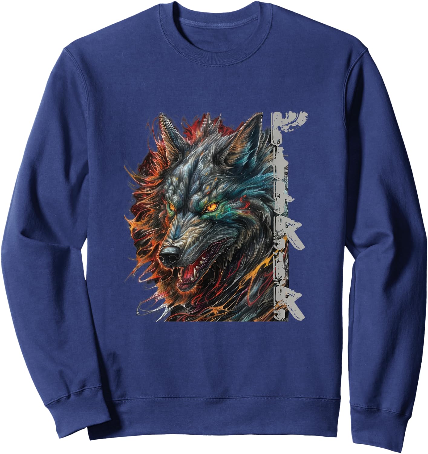 Wolf Fenriswolf Fenrir Viking Valhalla Runes Sweatshirt - Sweatshirt | Navy