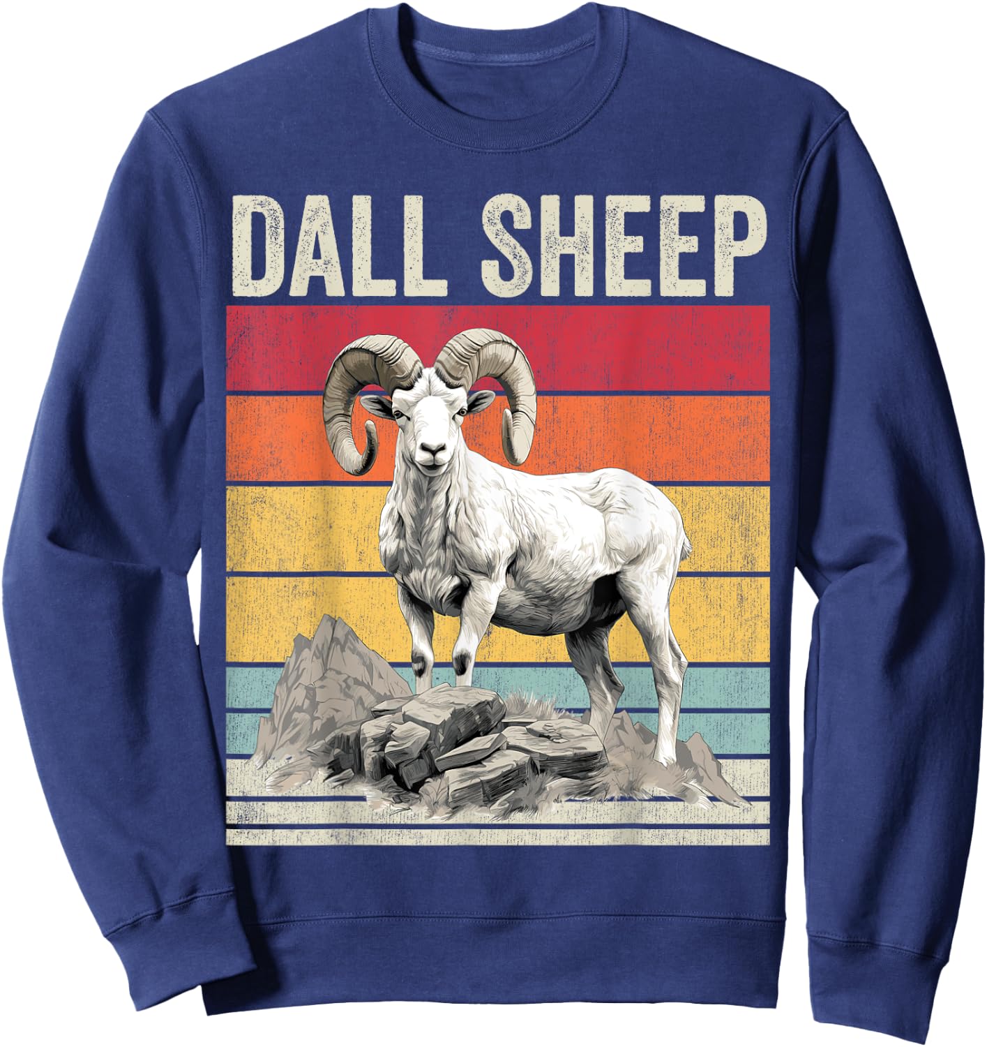 Dall Sheep with Scenic Landscape, Vintage Dall Sheep Sweatshirt - Sweatshirt | Navy