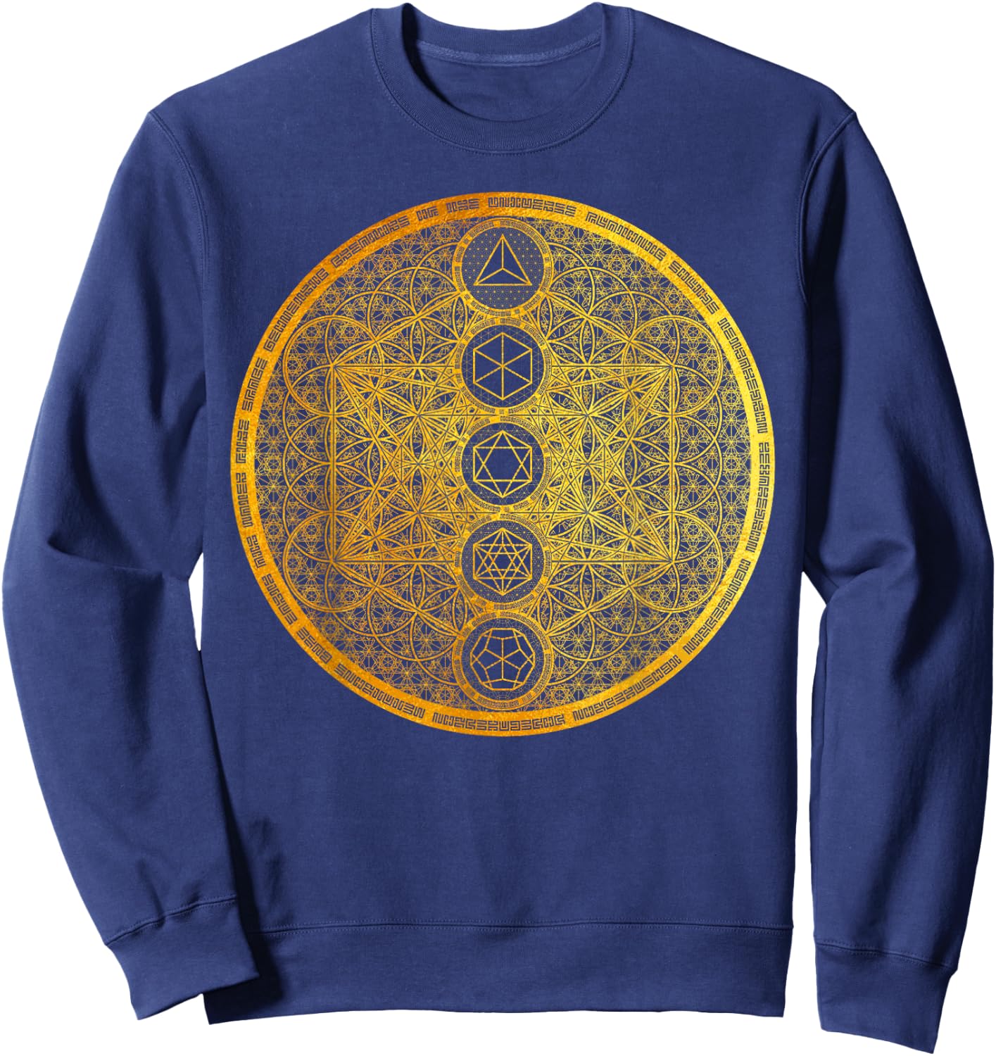 Metatron Cube Platonic Solids Sacred Geometry Metaphysics Sweatshirt - Sweatshirt | Navy