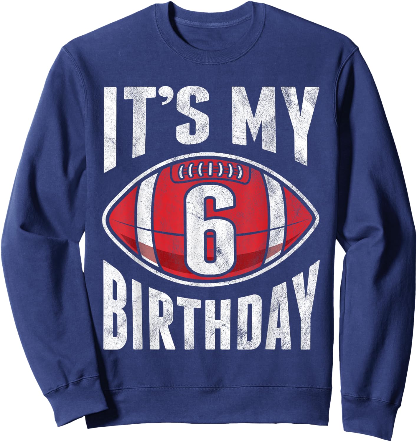 6 Years Old American Football 6th Birthday Boy Retro Style Sweatshirt - Sweatshirt | Navy