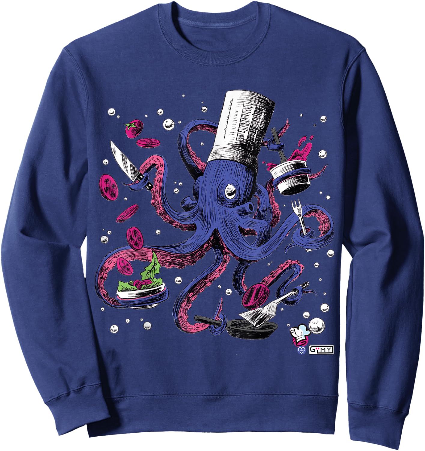 Funny Octopus Kitchen Chef Humor Sweatshirt - Sweatshirt | Navy