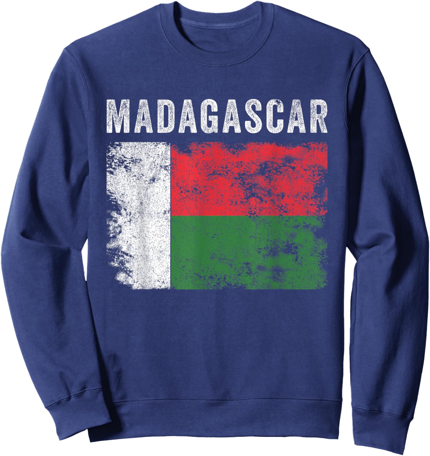Madagascar Flag Distressed - Men Women Kids - Malagasy Flag Sweatshirt - Sweatshirt | Navy