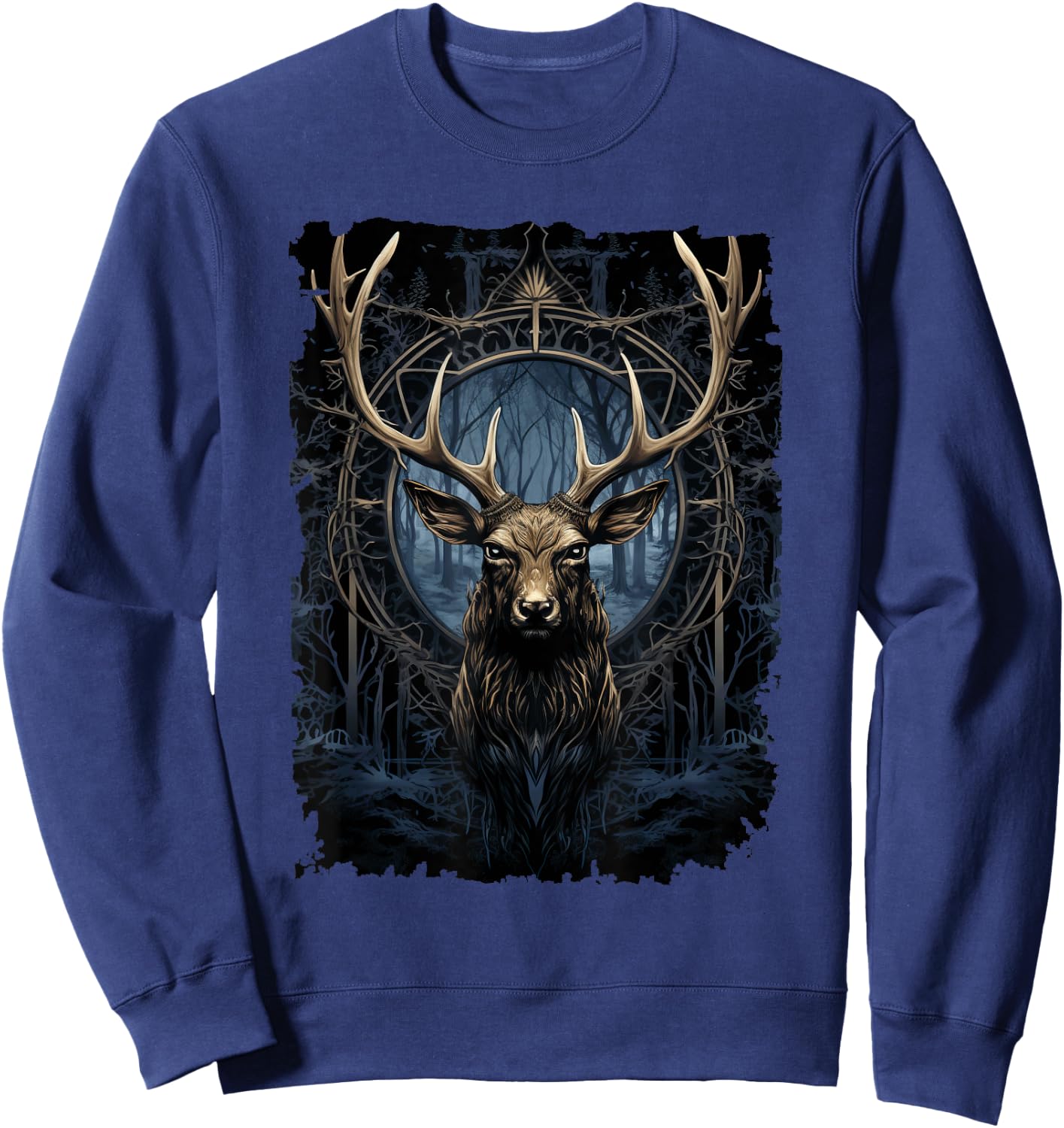 Magical Deer - Nature-Inspired Graphic Sweatshirt - Sweatshirt | Navy
