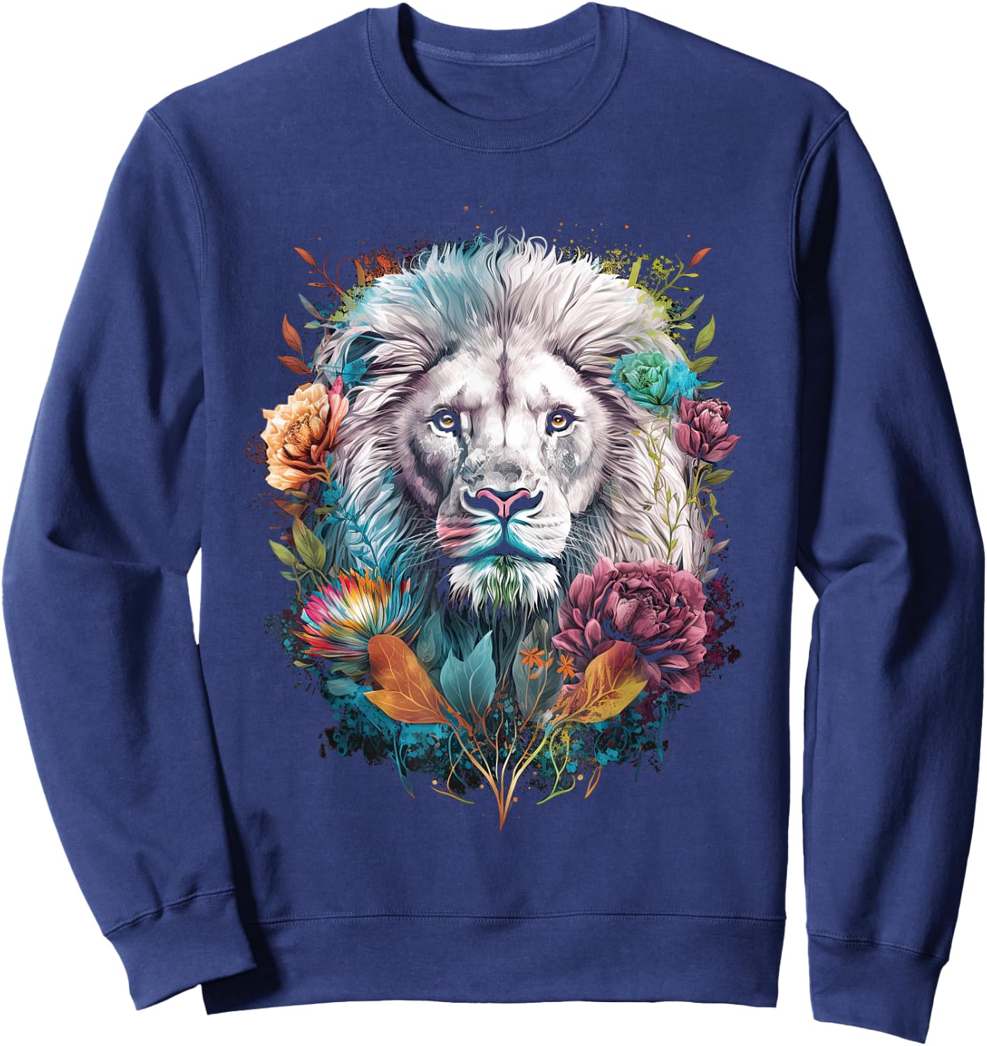 Lion colorful lions From Africa Day of the Dead Sweatshirt - Sweatshirt | Navy