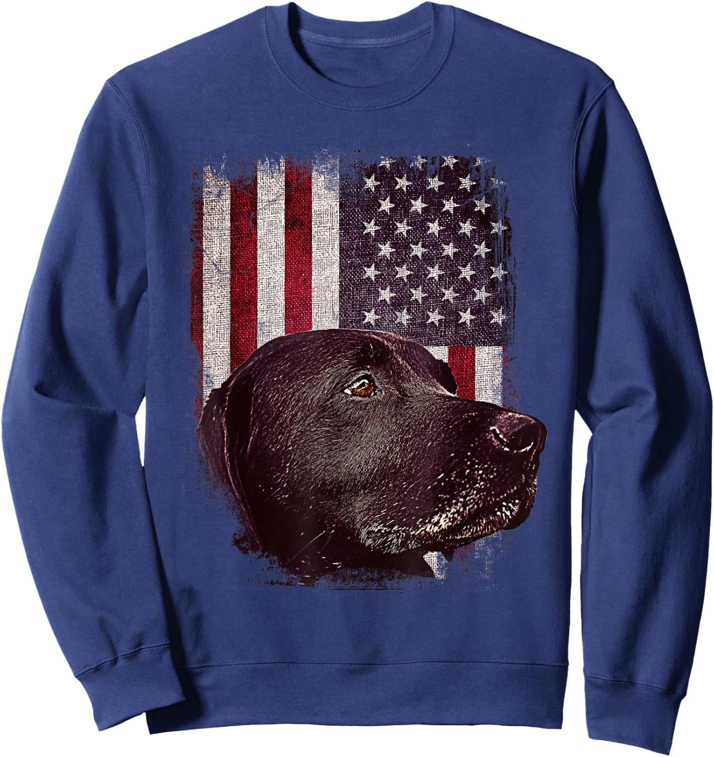 American Black Labrador USA Flag Lab Owner Patriotic Girls Kids Men Sweatshirt - Sweatshirt | Navy