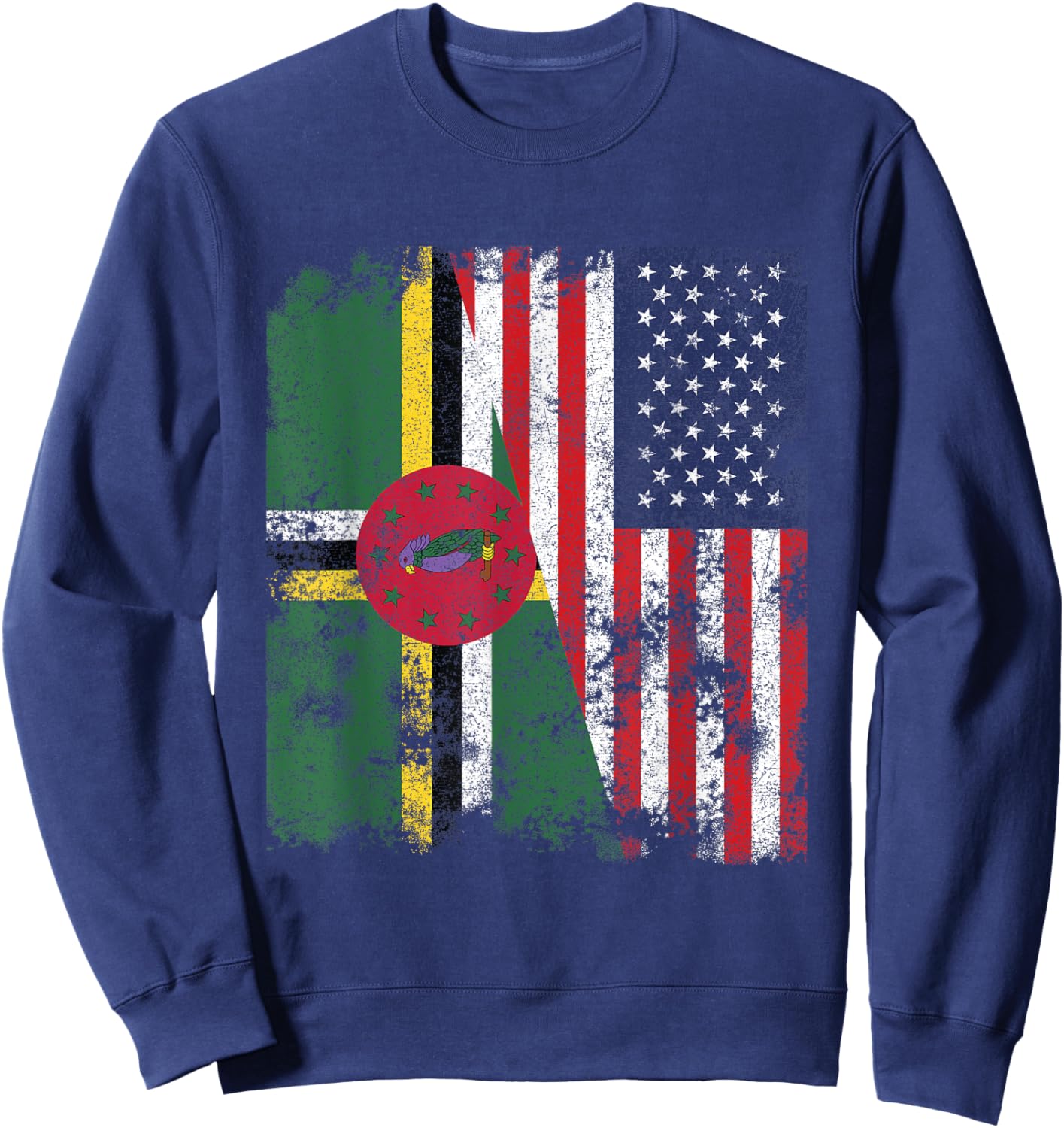 Dominica USA Flag Distressed - Half American Kids Men Sweatshirt - Sweatshirt | Navy