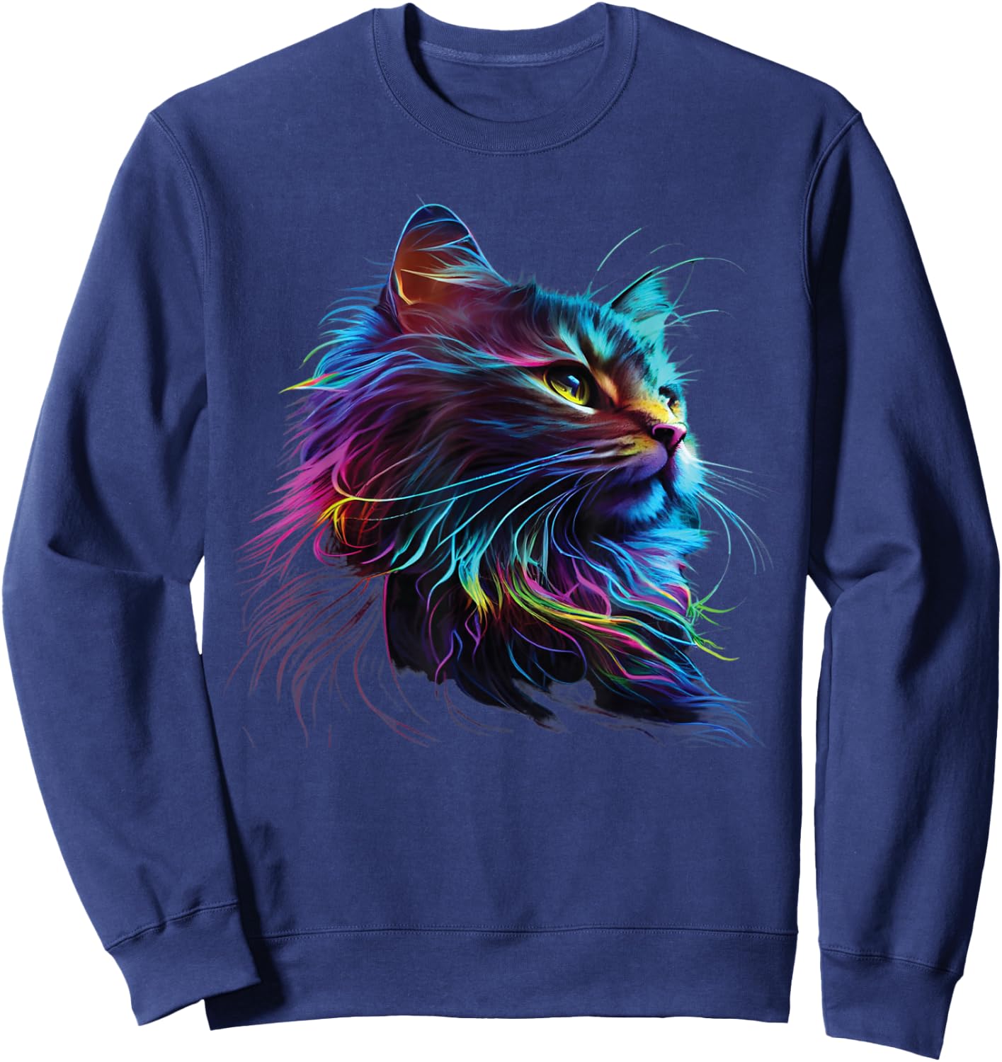 Cute Colorful Cat for Kitten Lovers Art Kitty Cats Sweatshirt - Sweatshirt | Navy