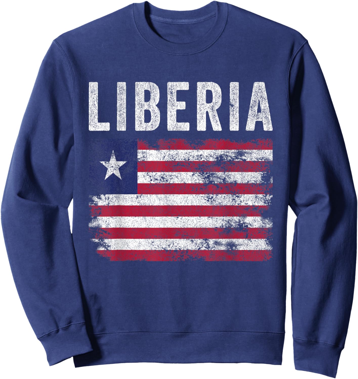 Liberia Flag Distressed - Men Women Kids - Liberian Flag Sweatshirt - Sweatshirt | Navy