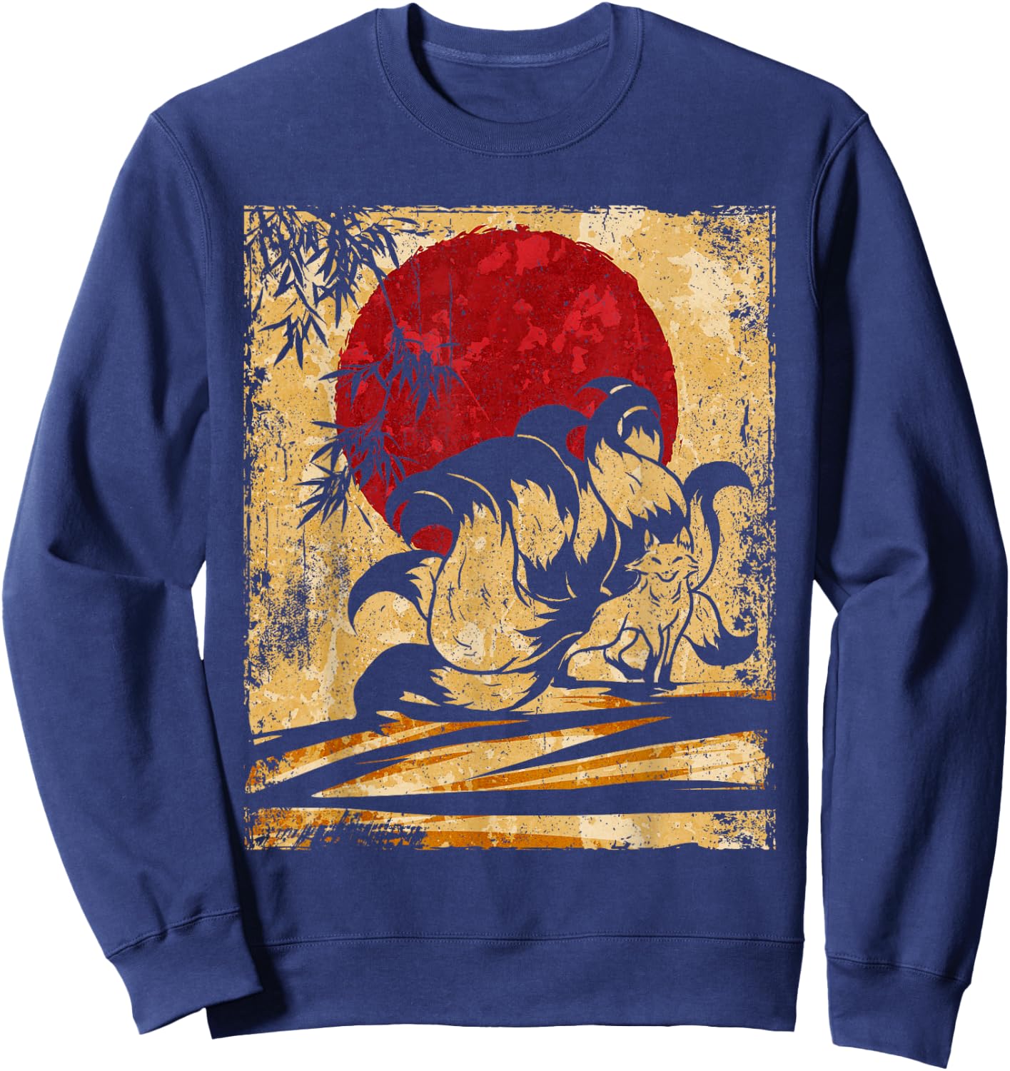 Nine-tailed fox Japanese retro art Sweatshirt - Sweatshirt | Navy