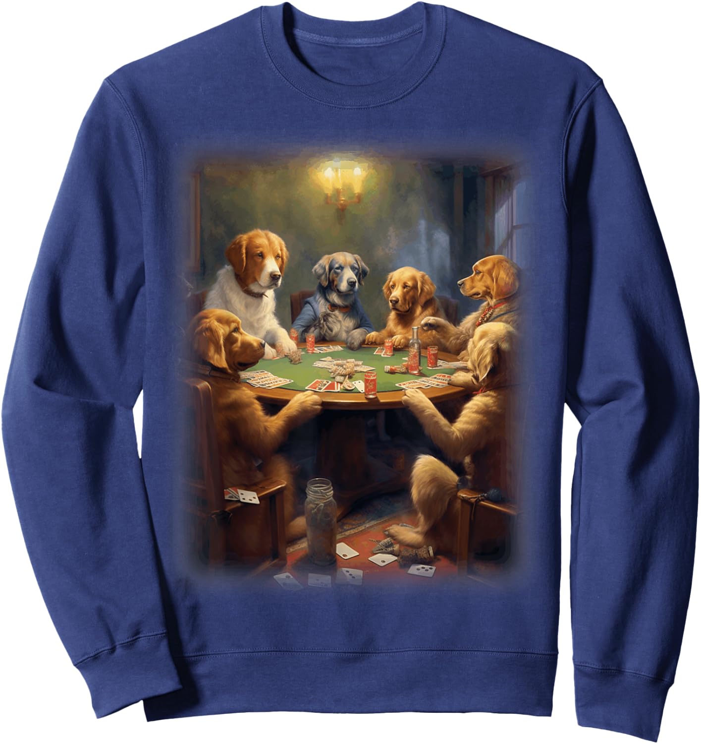Dogs Playing Poker | A Friend in Need | Funny Dog Lover Art Women Sweatshirt - Sweatshirt | Navy