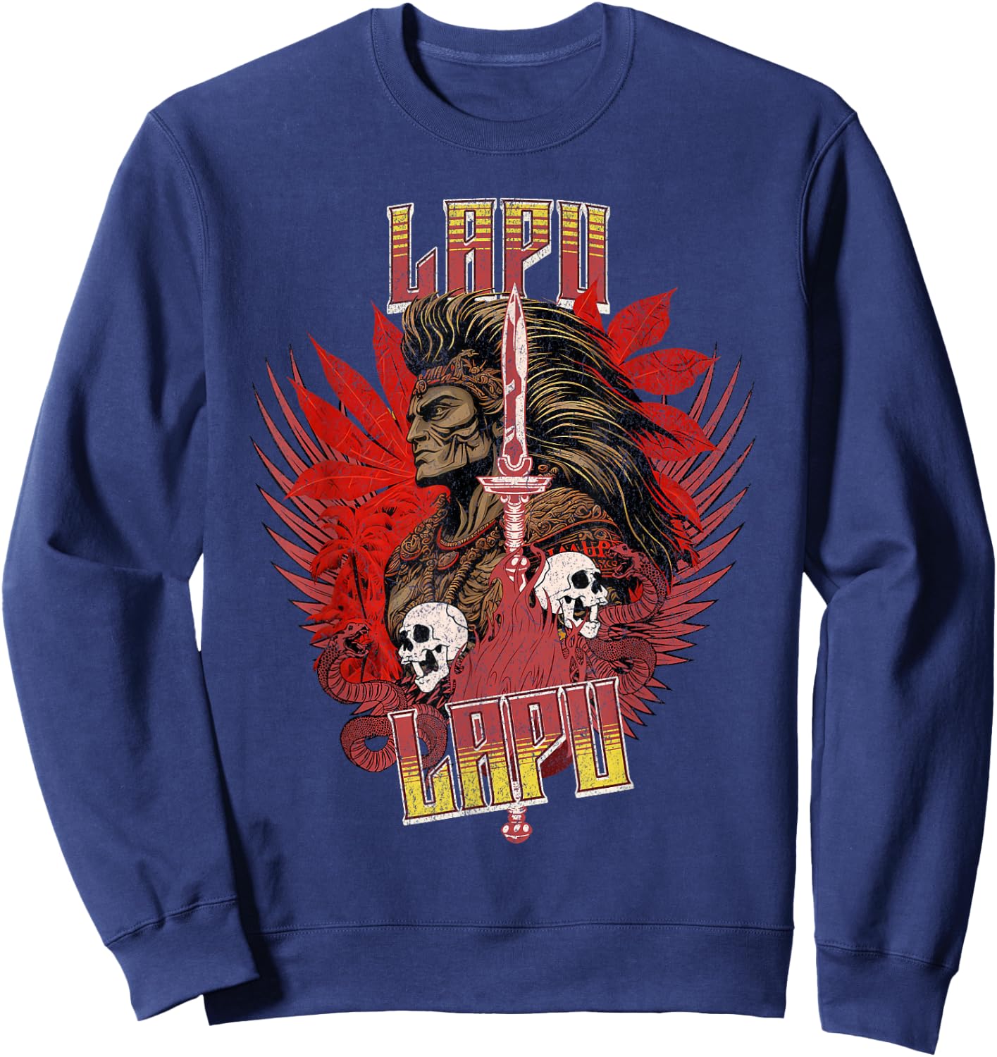 Lapulapu, Lapu Lapu Ancient Filipino Warrior Graphic Art Sweatshirt - Sweatshirt | Navy