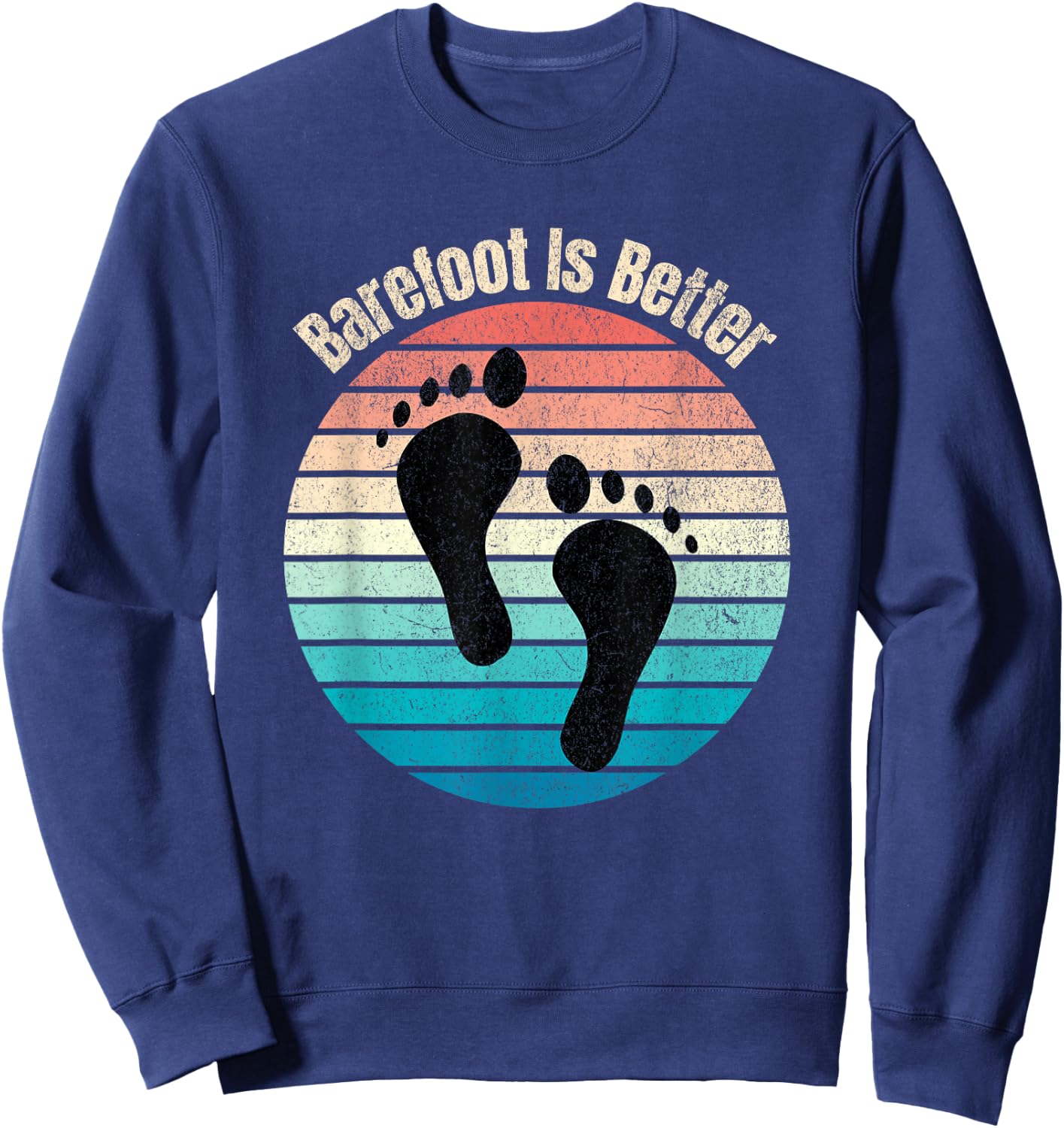 Barefoot Is Better Sunset Earthing Sweatshirt - Sweatshirt | Navy