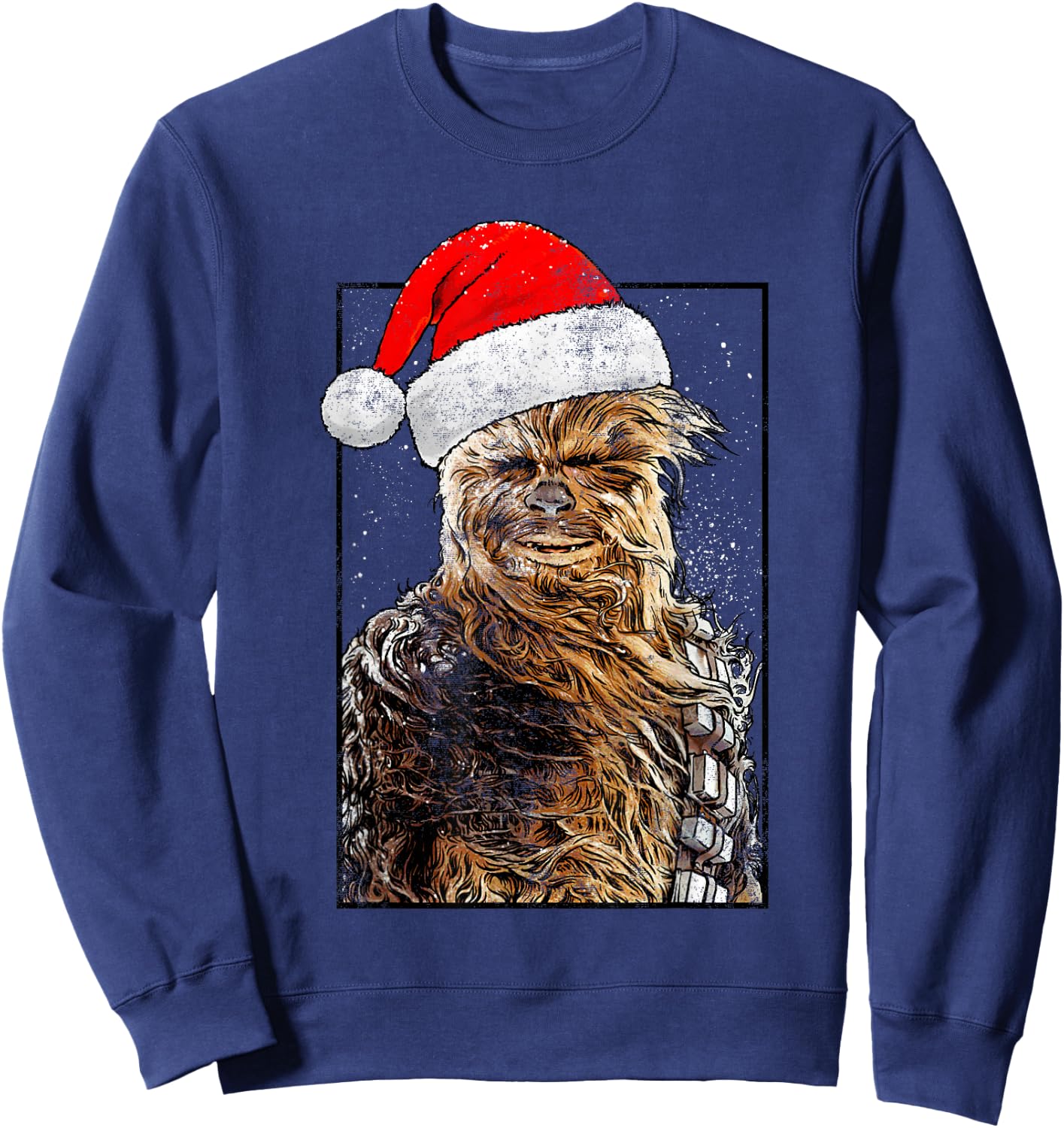 Star Wars Christmas Santa Chewbacca Windswept Movie Panel Sweatshirt - Sweatshirt | Navy