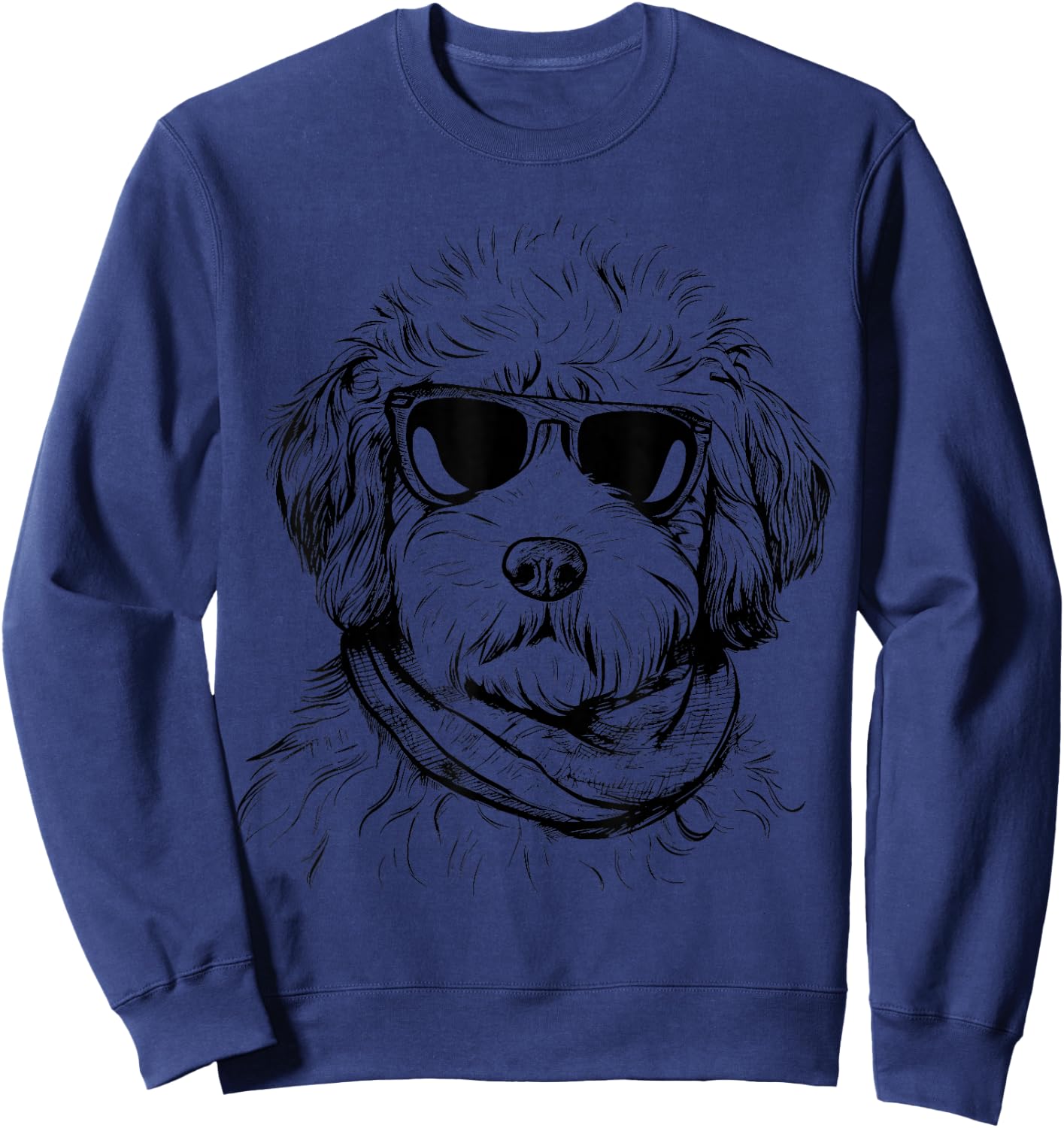 Whoodle Sketch Drawing Art Dog Lover Mom Dad Women Sweatshirt - Sweatshirt | Navy