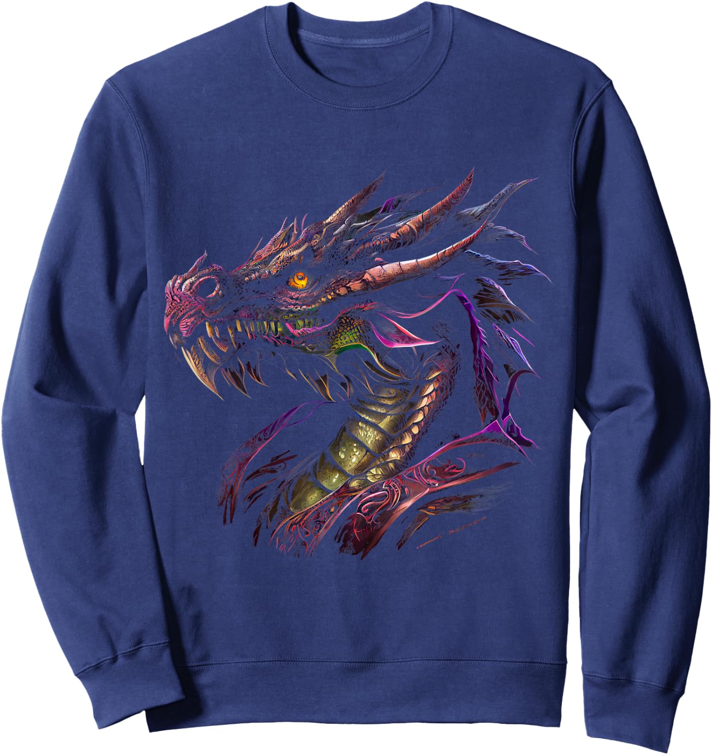 Thinking Dragon Lover Beautiful Purple Fun Fantasy Art Cool Sweatshirt - Sweatshirt | Navy