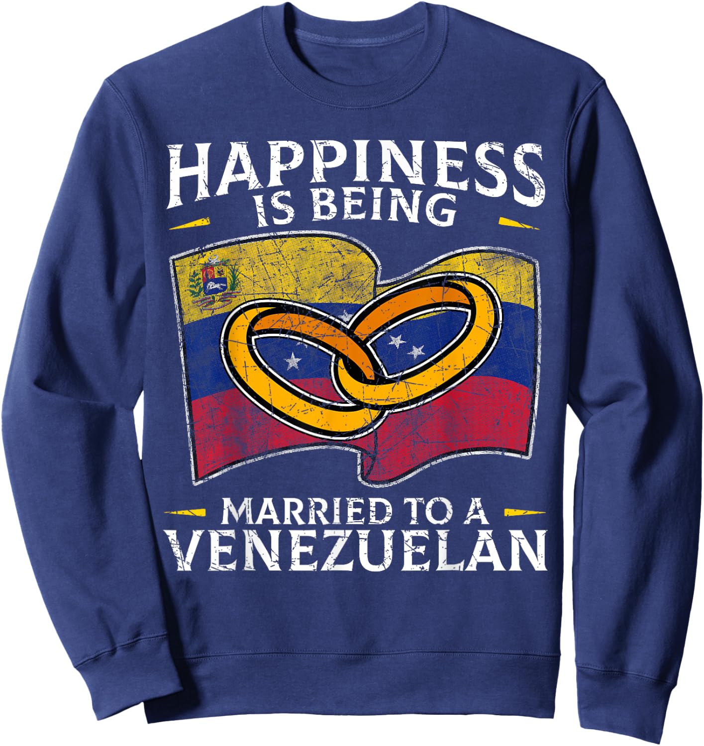 Venezuelan Wedding Venezuela Heritage Roots Flag Married Sweatshirt - Sweatshirt | Navy
