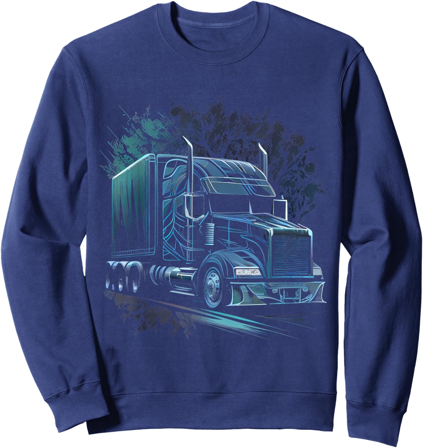 Truck Driver 18 Wheel Trucker Sweatshirt - Sweatshirt | Navy