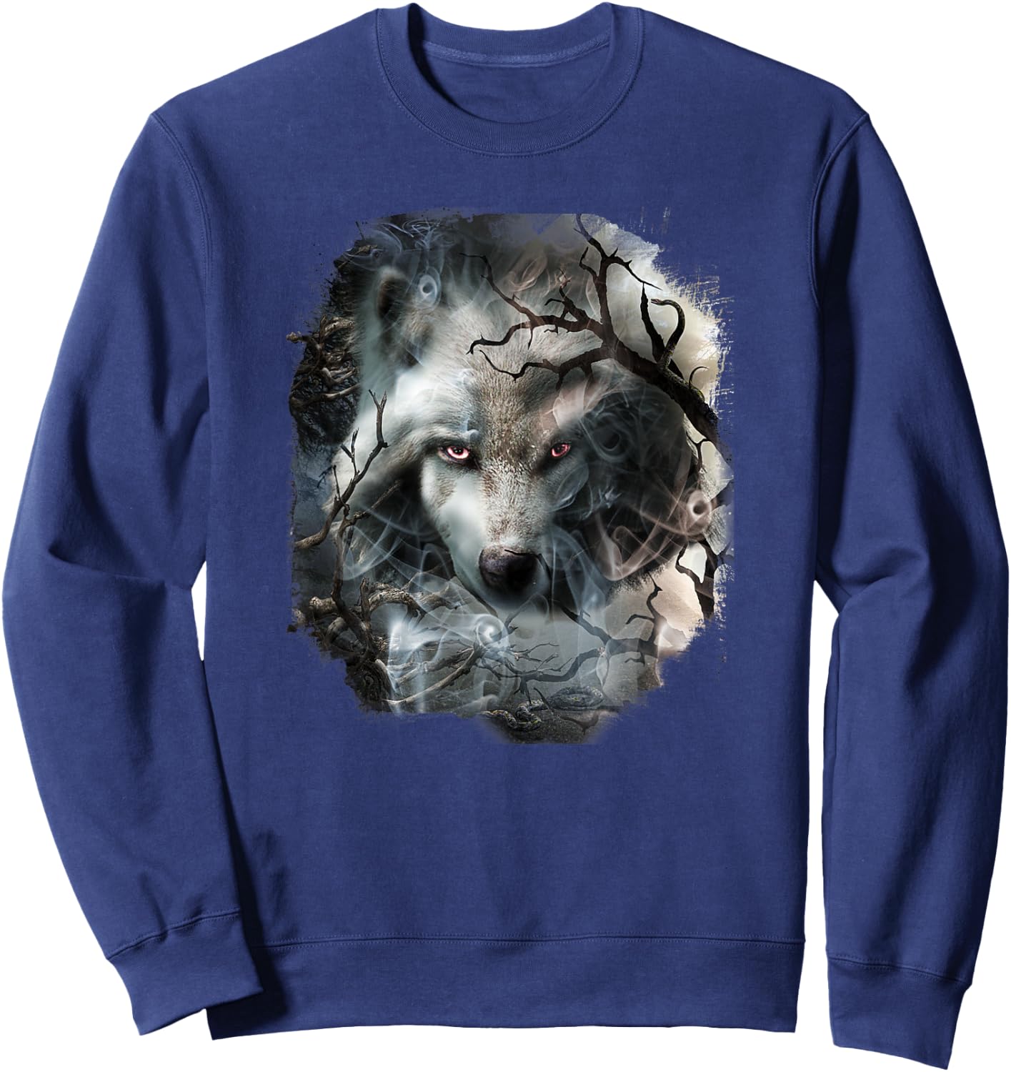Forest Tree Wolf Face Noir Sweatshirt - Sweatshirt | Navy
