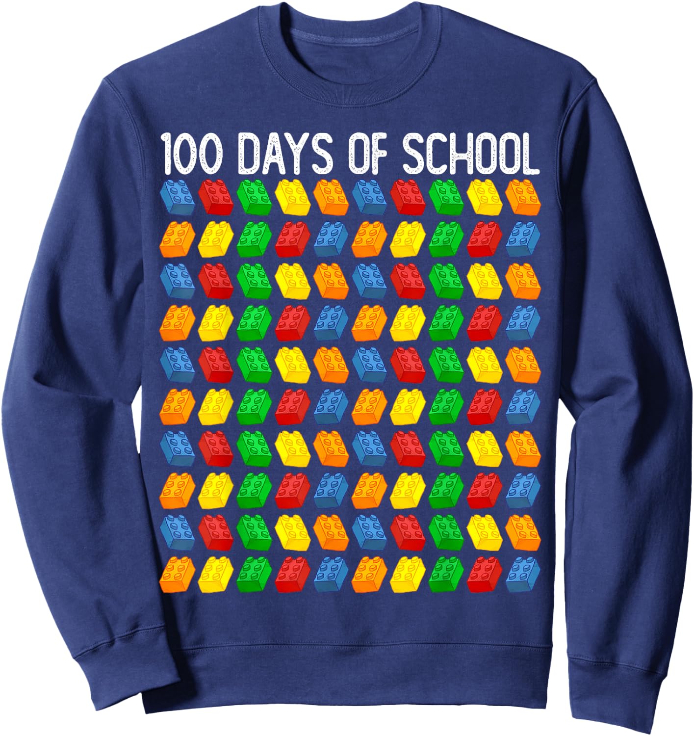 Master Builder Funny Building Blocks 100 Days of School Kids Sweatshirt - Sweatshirt | Navy