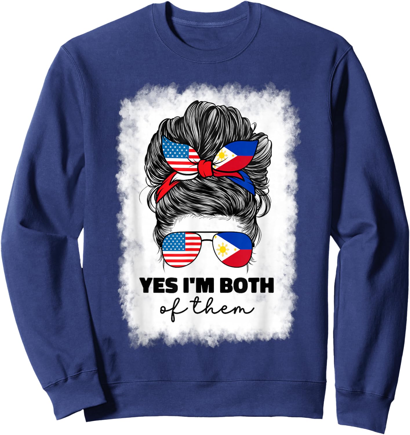 Half Filipino And American America Philippines Usa Flag Girl Sweatshirt - Sweatshirt | Navy