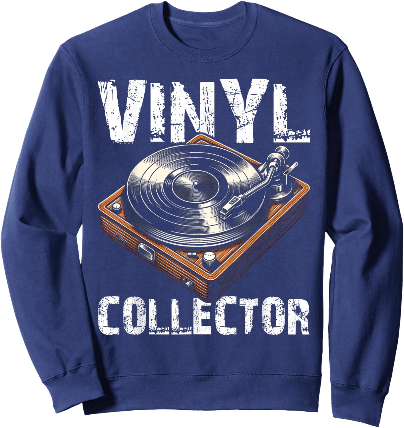 Retro Vinyl Record Music Player Lover Vinyl Record Collector Sweatshirt - Sweatshirt | Navy