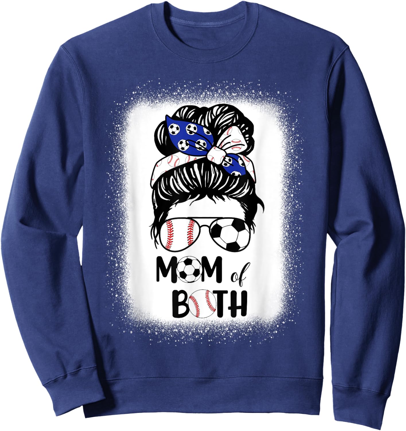 Messy Bun Soccer Mom Baseball Mom Of Both Mothers Day Sweatshirt - Sweatshirt | Navy