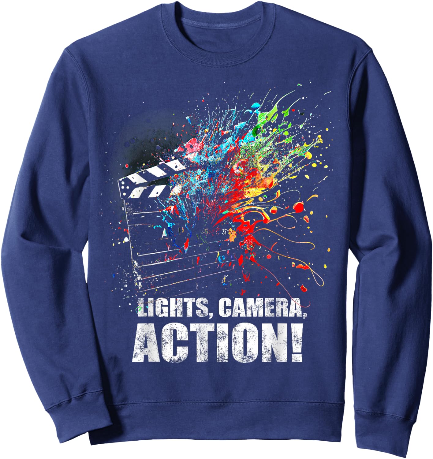 Lights Camera Action Movie Director Movie Clapper Board Sweatshirt - Sweatshirt | Navy