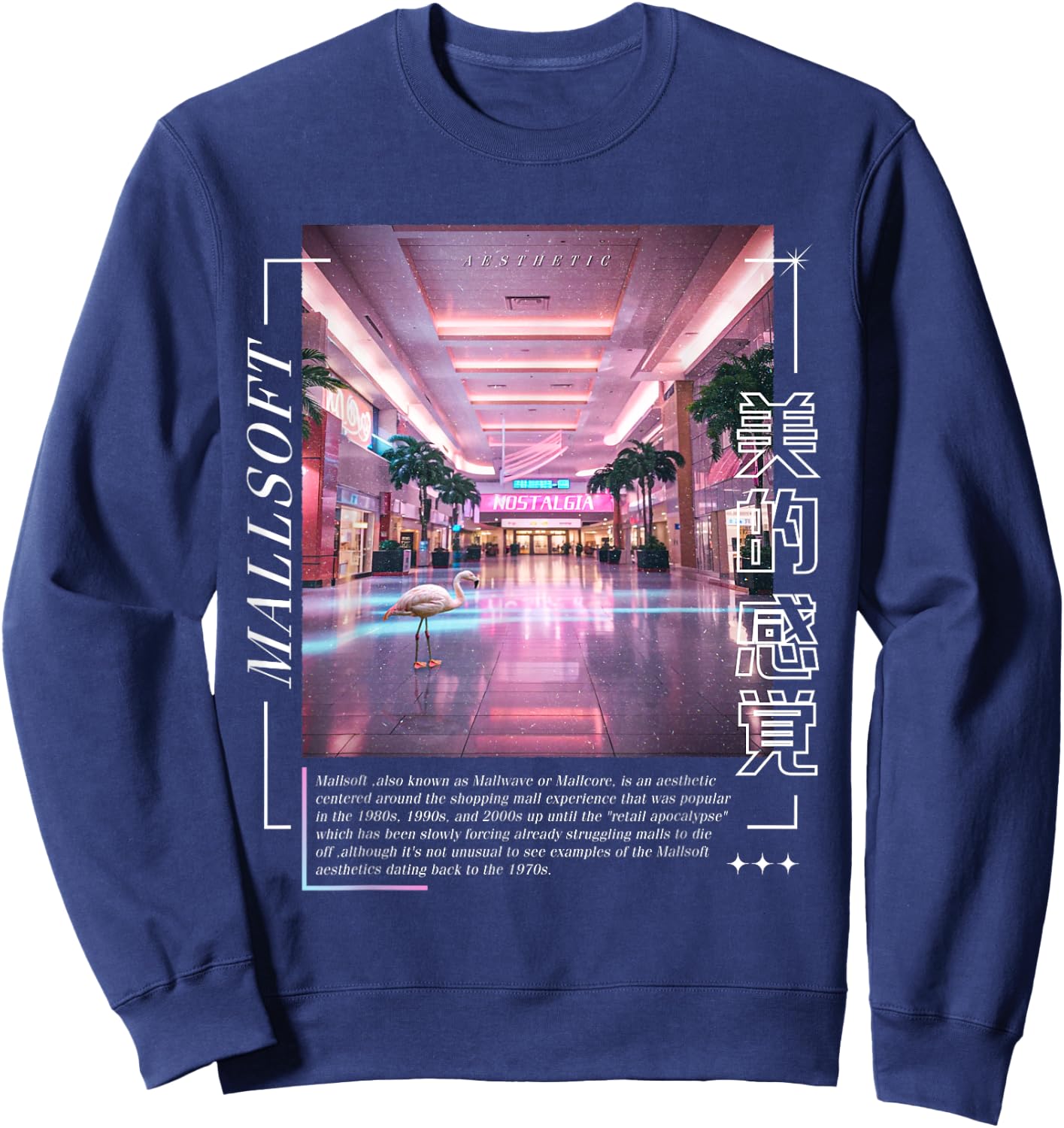 Vaporwave Aesthetic Liminal Yami Kawaii Pastel Goth Sweatshirt - Sweatshirt | Navy