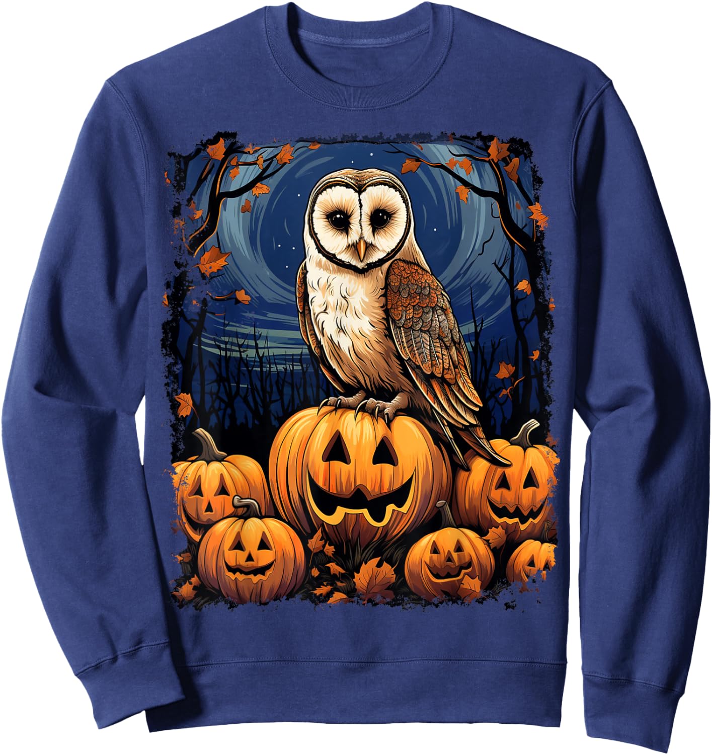 Pop Art Colorful Barn Owl Halloween Sweatshirt - Sweatshirt | Navy