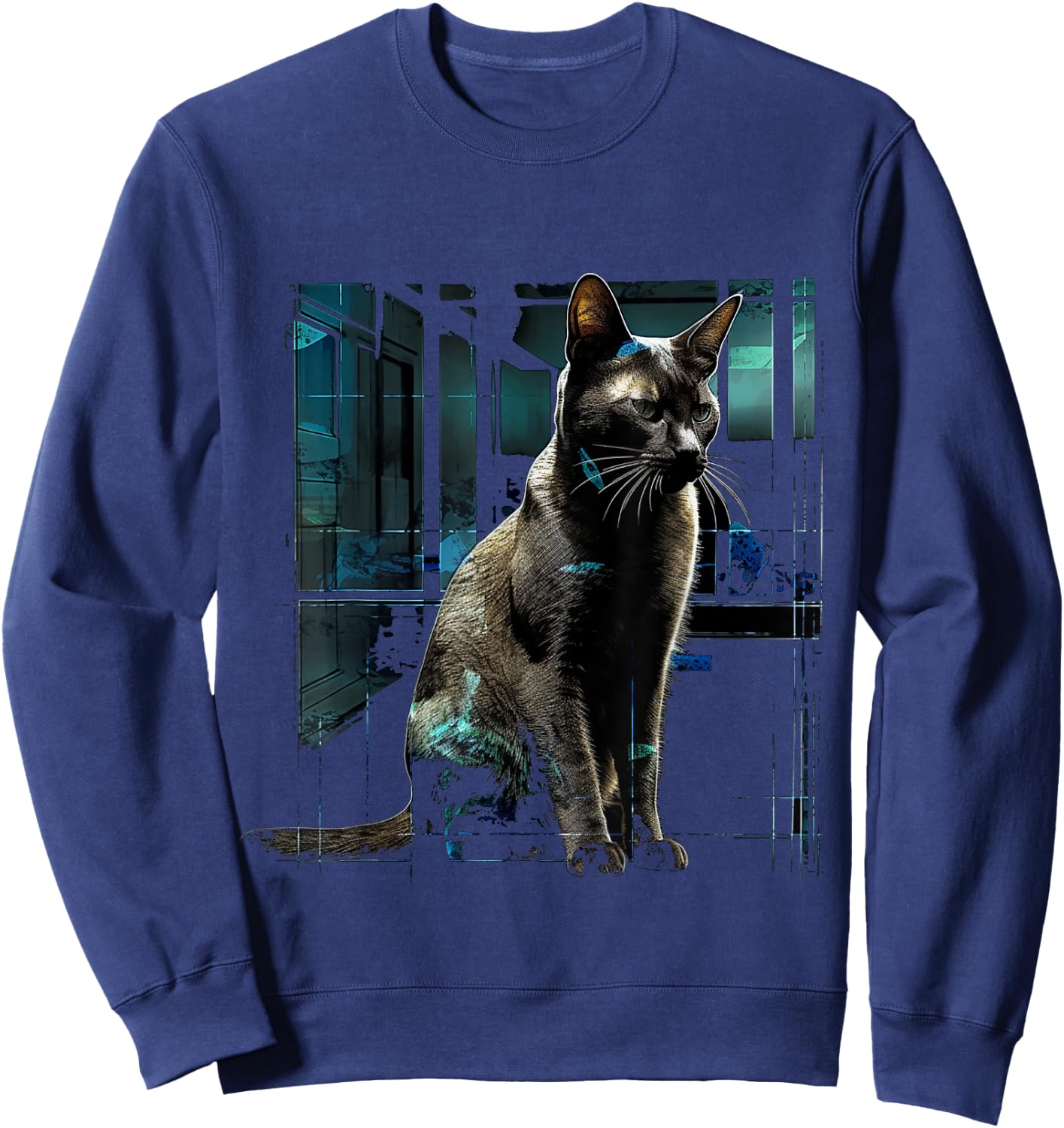 Cat Artwork - Cat Motif Animal Cat Women Kids Sweatshirt - Sweatshirt | Navy