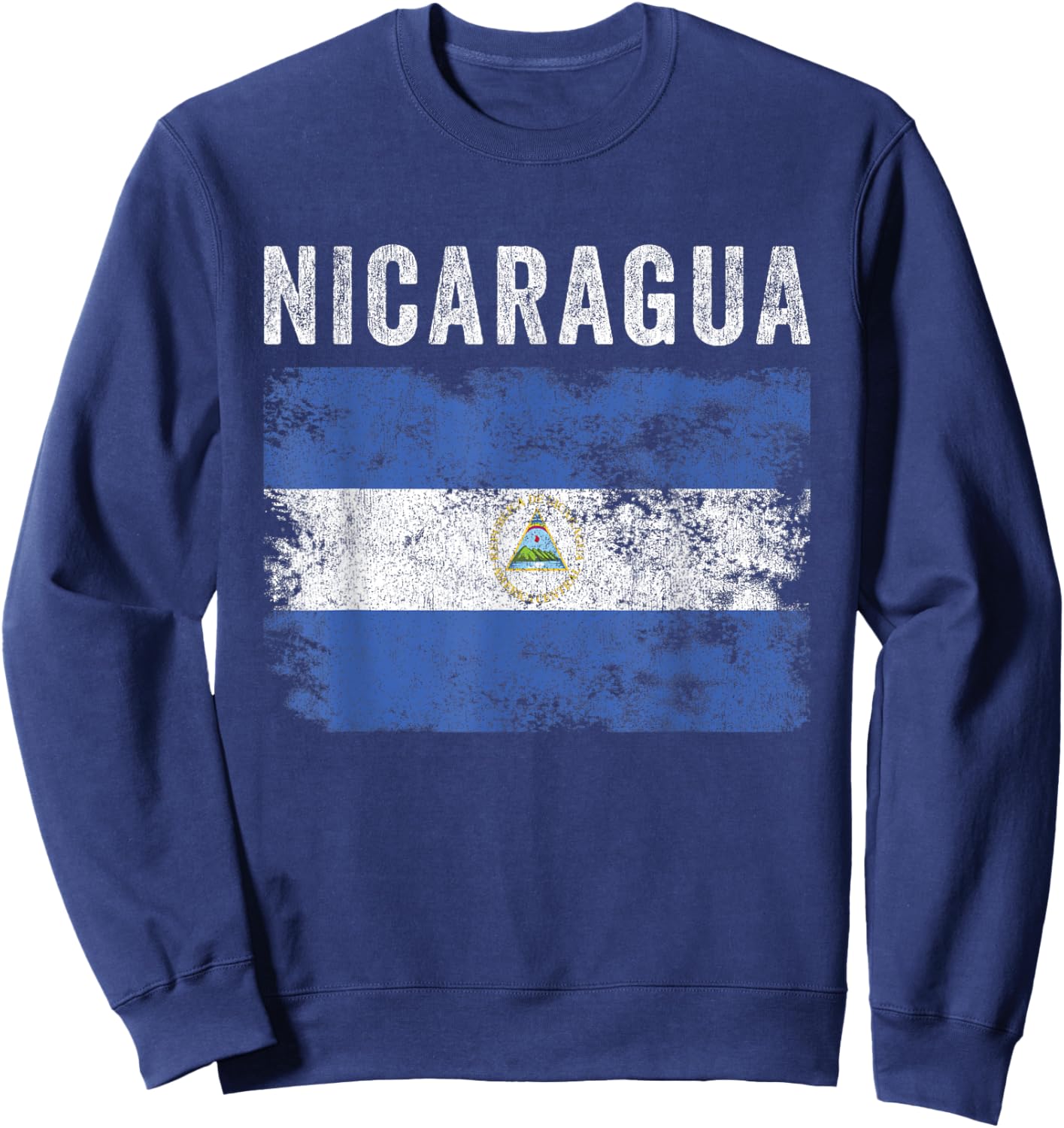 Nicaragua Flag Distressed - Men Women Kids - Nicaraguan Flag Sweatshirt - Sweatshirt | Navy