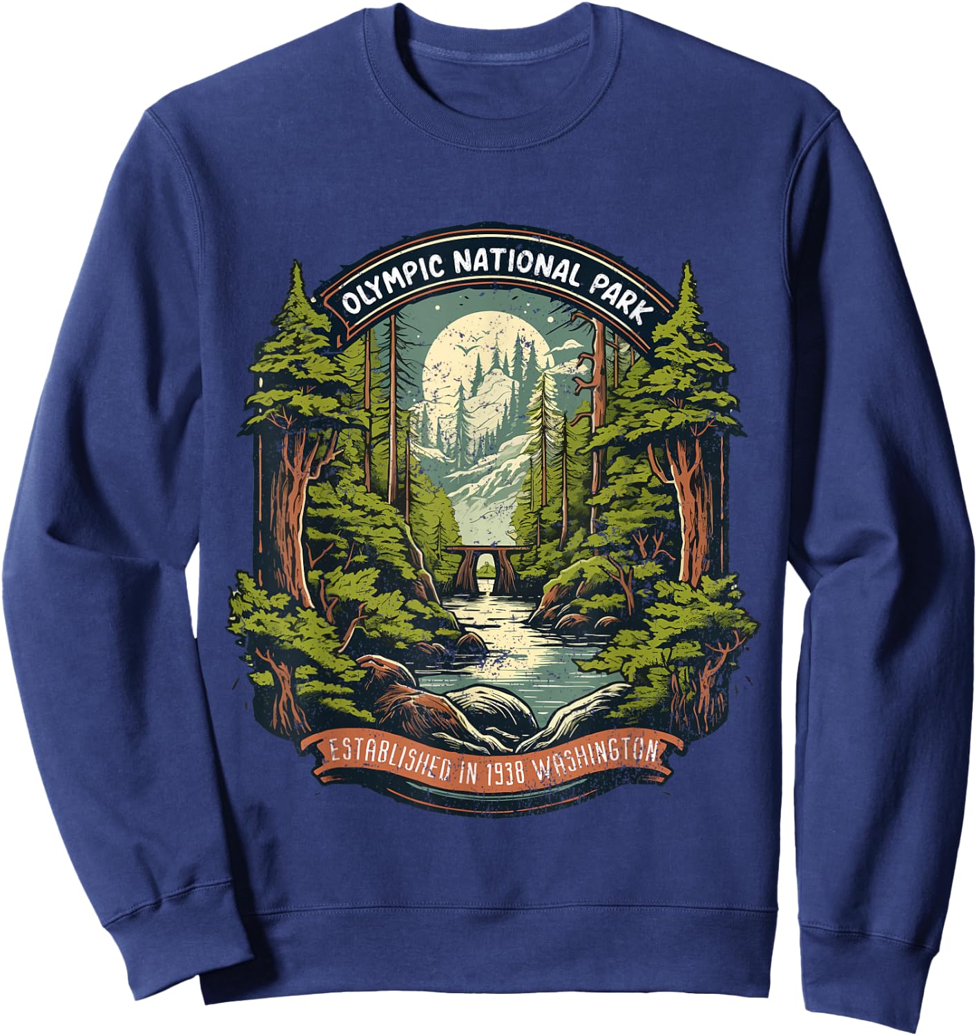 Olympic National Park Mountain Washington National Park Sweatshirt - Sweatshirt | Navy