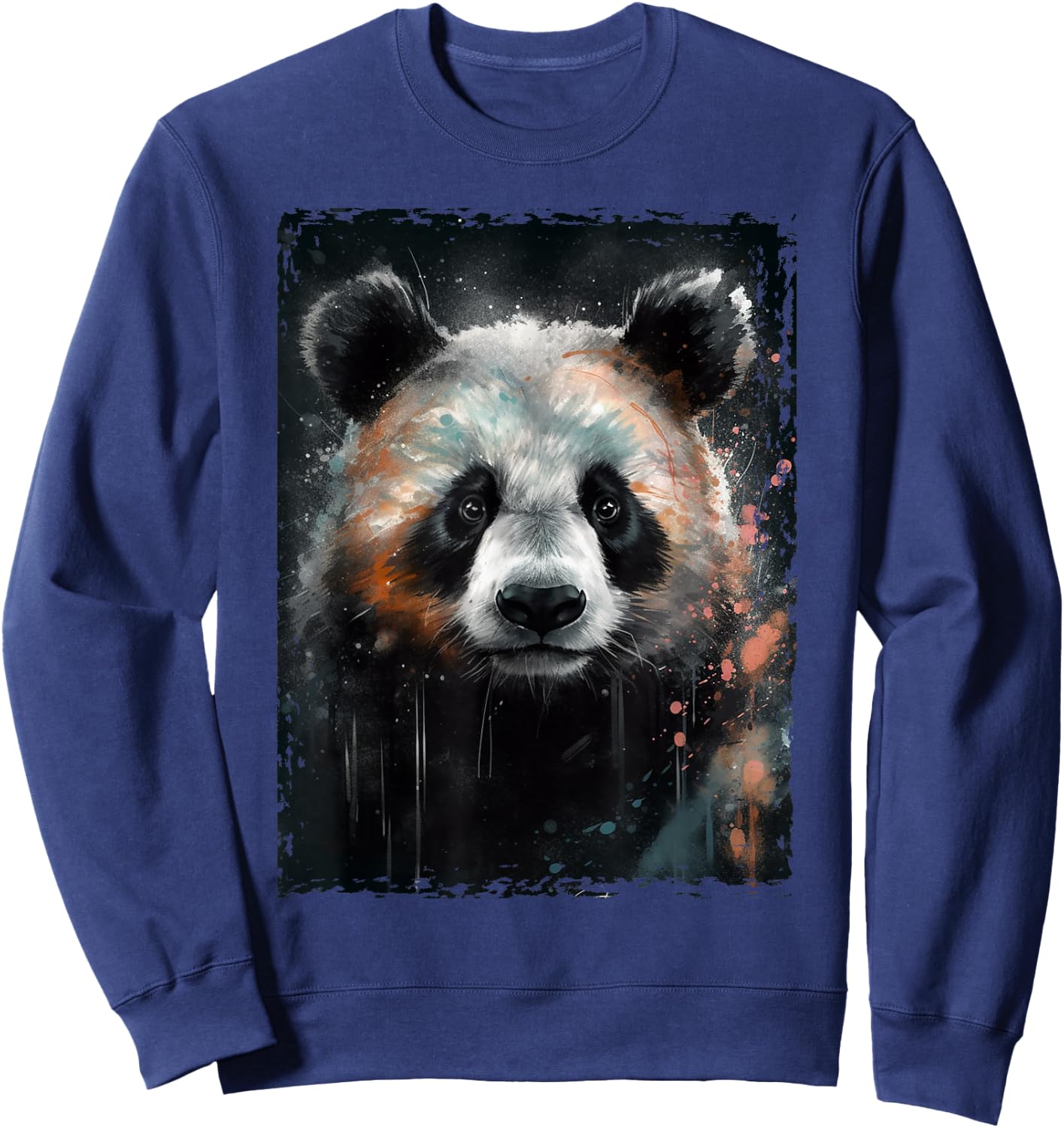 Panda Watercolor Panda Lovers Oil Painting Boys Kids Funny Sweatshirt - Sweatshirt | Navy