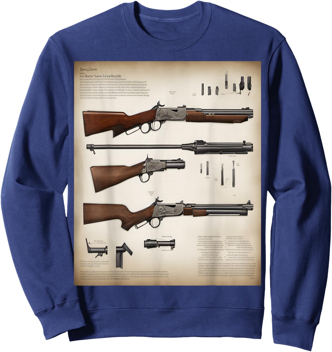 Henry Lever Action Rifle Blueprint Detail Sweatshirt - Sweatshirt | Navy