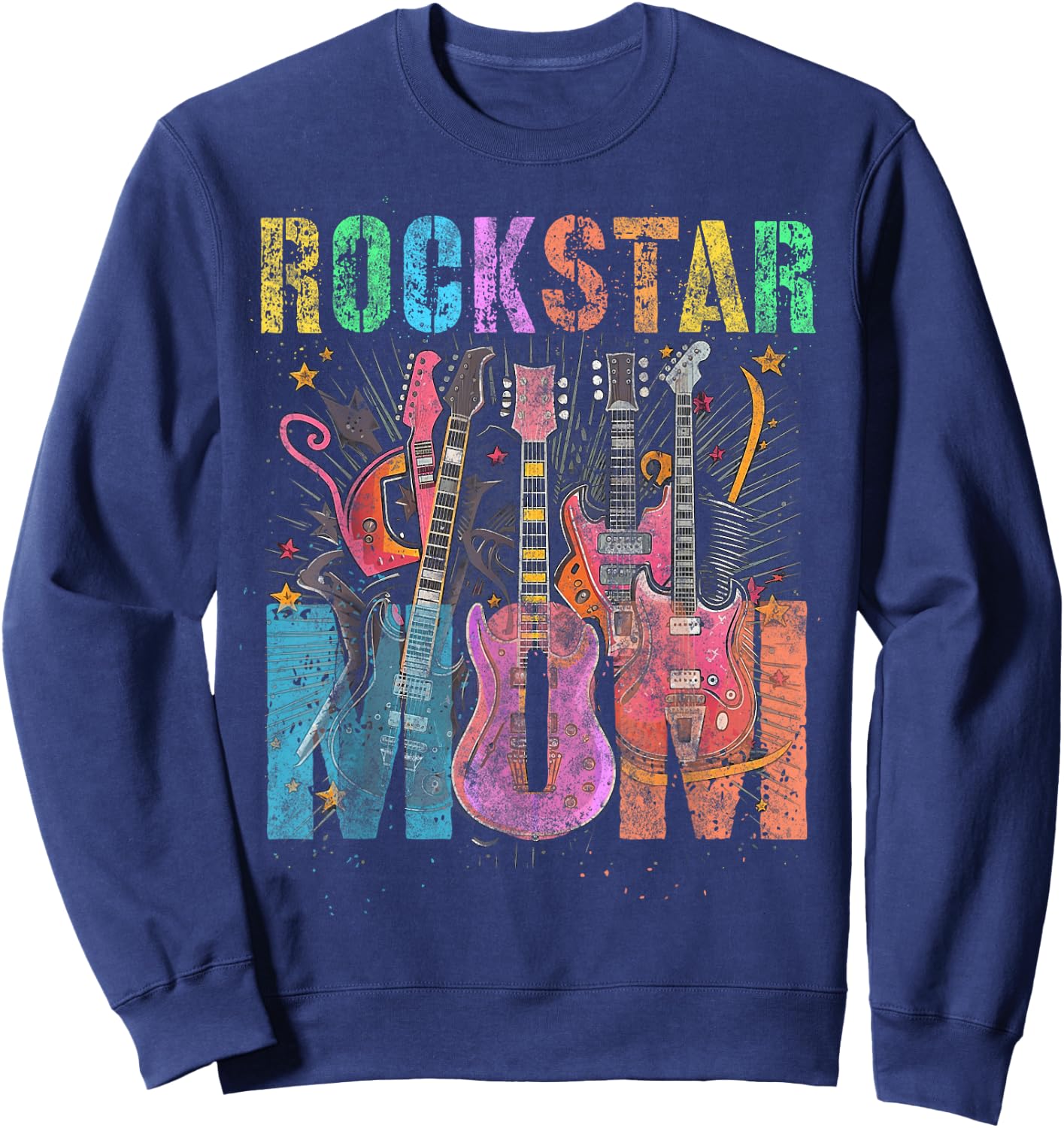 Funny ROCKSTAR MOM Rockin' Mommy Squad Mama Birthday Sweatshirt - Sweatshirt | Navy