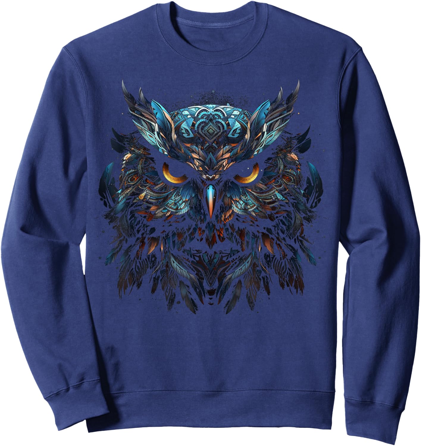 Owl Artwork - Animal Bird Art Owl Sweatshirt - Sweatshirt | Navy