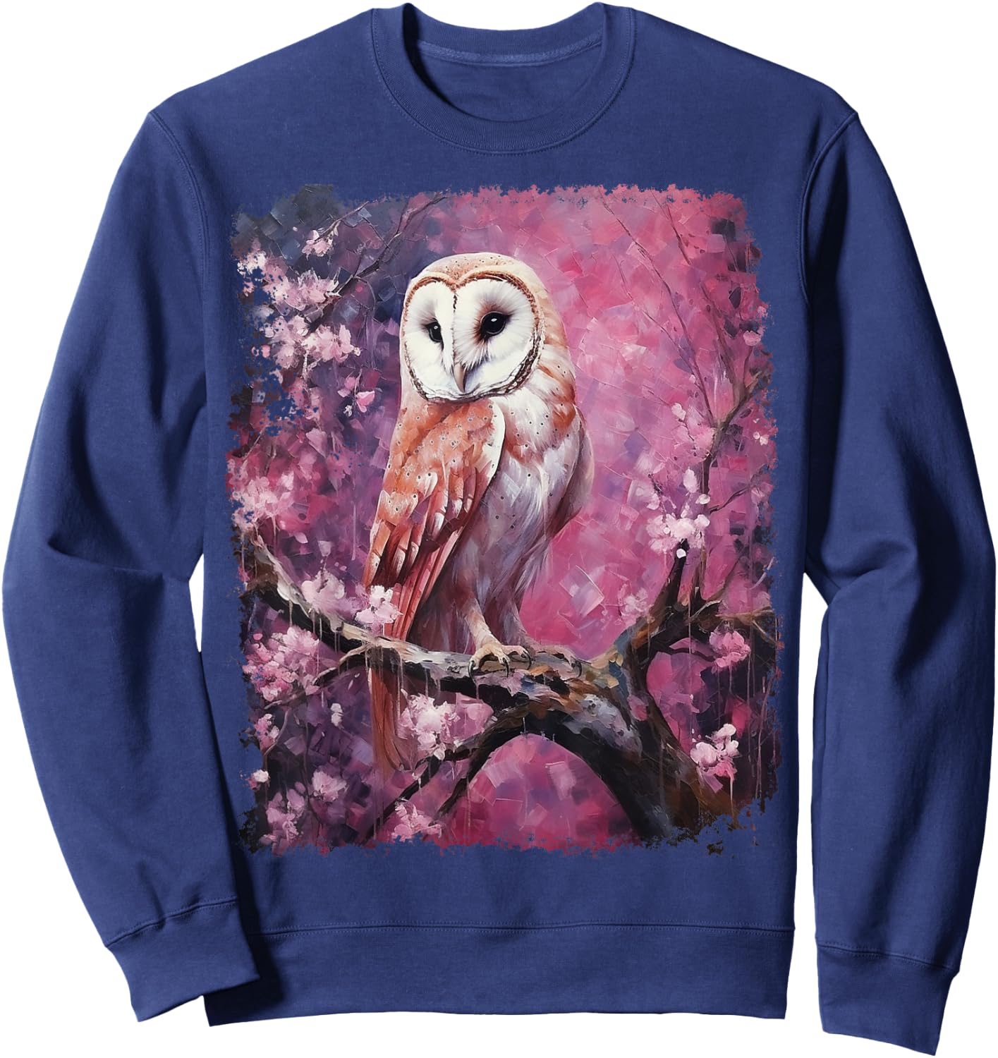 Pop Art Colorful Barn Owl Pink Sweatshirt - Sweatshirt | Navy