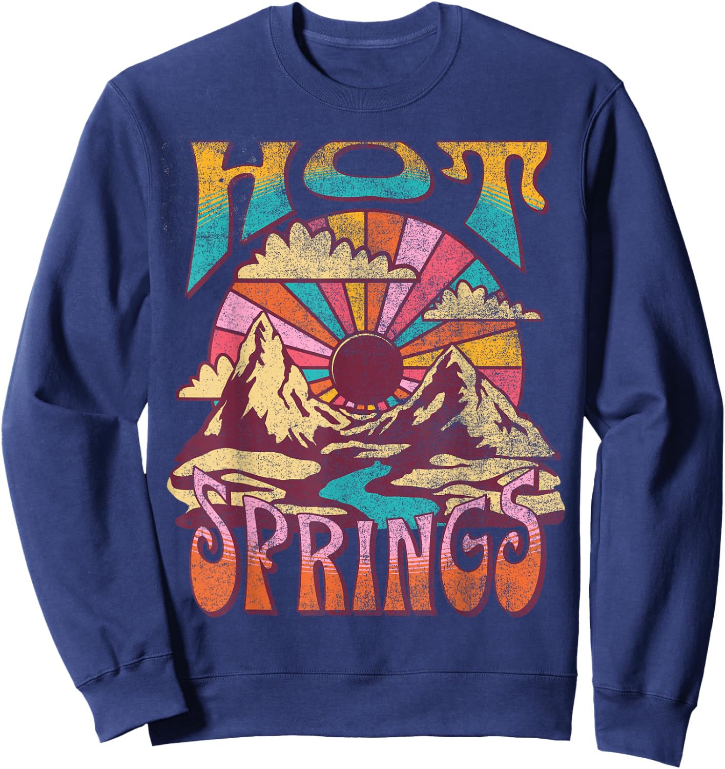 Hot Springs Arkansas Nature Hiking Mountains Outdoors Retro Sweatshirt - Sweatshirt | Navy