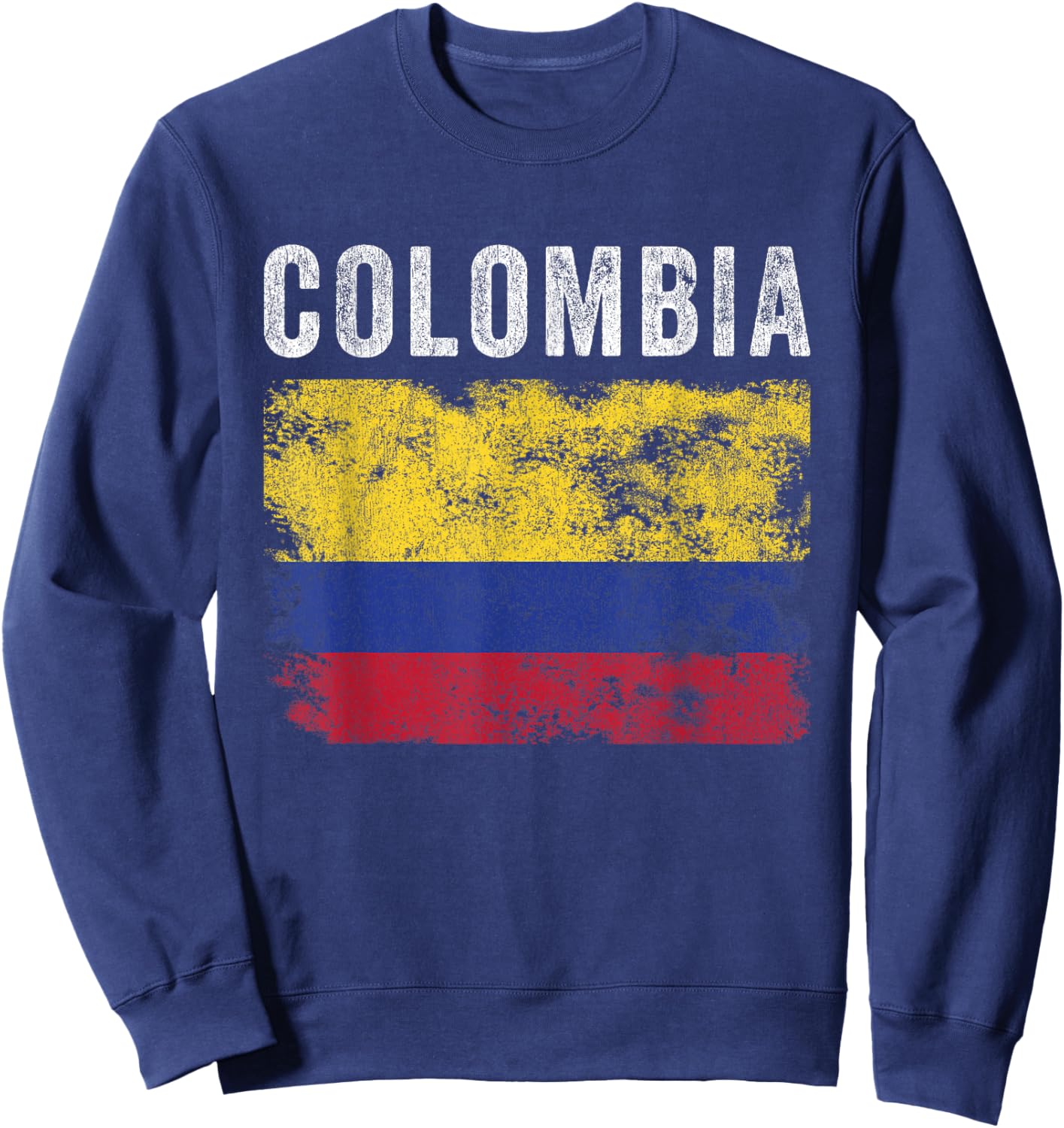 Colombia Flag Distressed - Men Women Kids - Colombian Flag Sweatshirt - Sweatshirt | Navy
