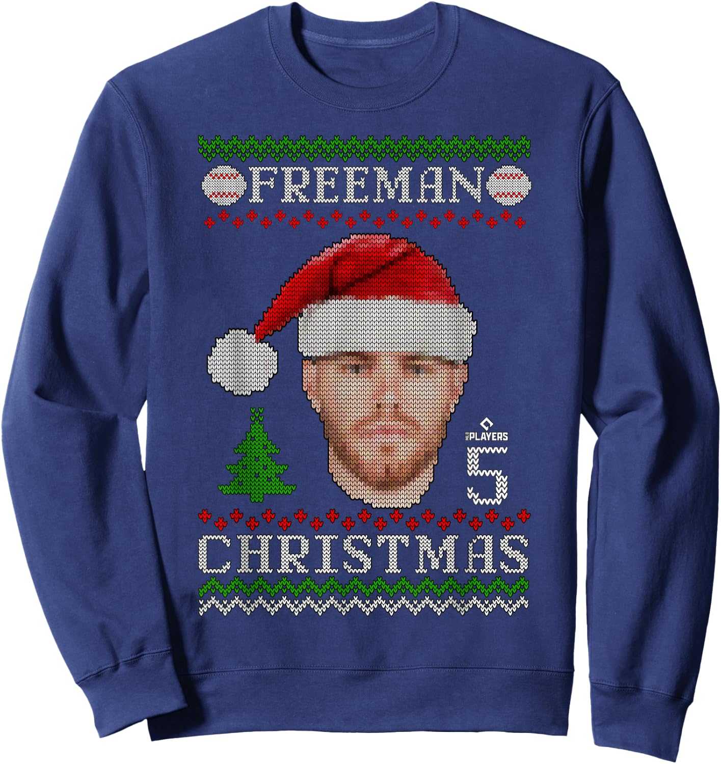 Freddie Freeman Los Angeles Baseball Christmas Sweater MLBPA Sweatshirt - Sweatshirt | Navy