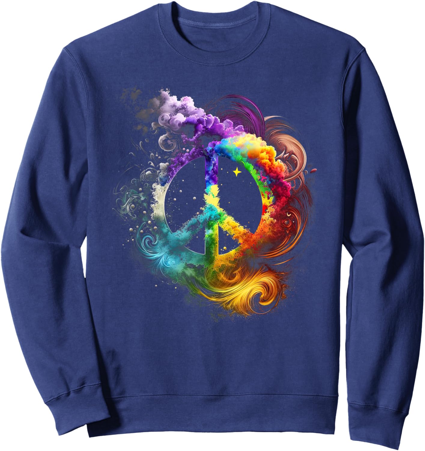 Peace sign of freedom hippie flower child space science Sweatshirt - Sweatshirt | Navy