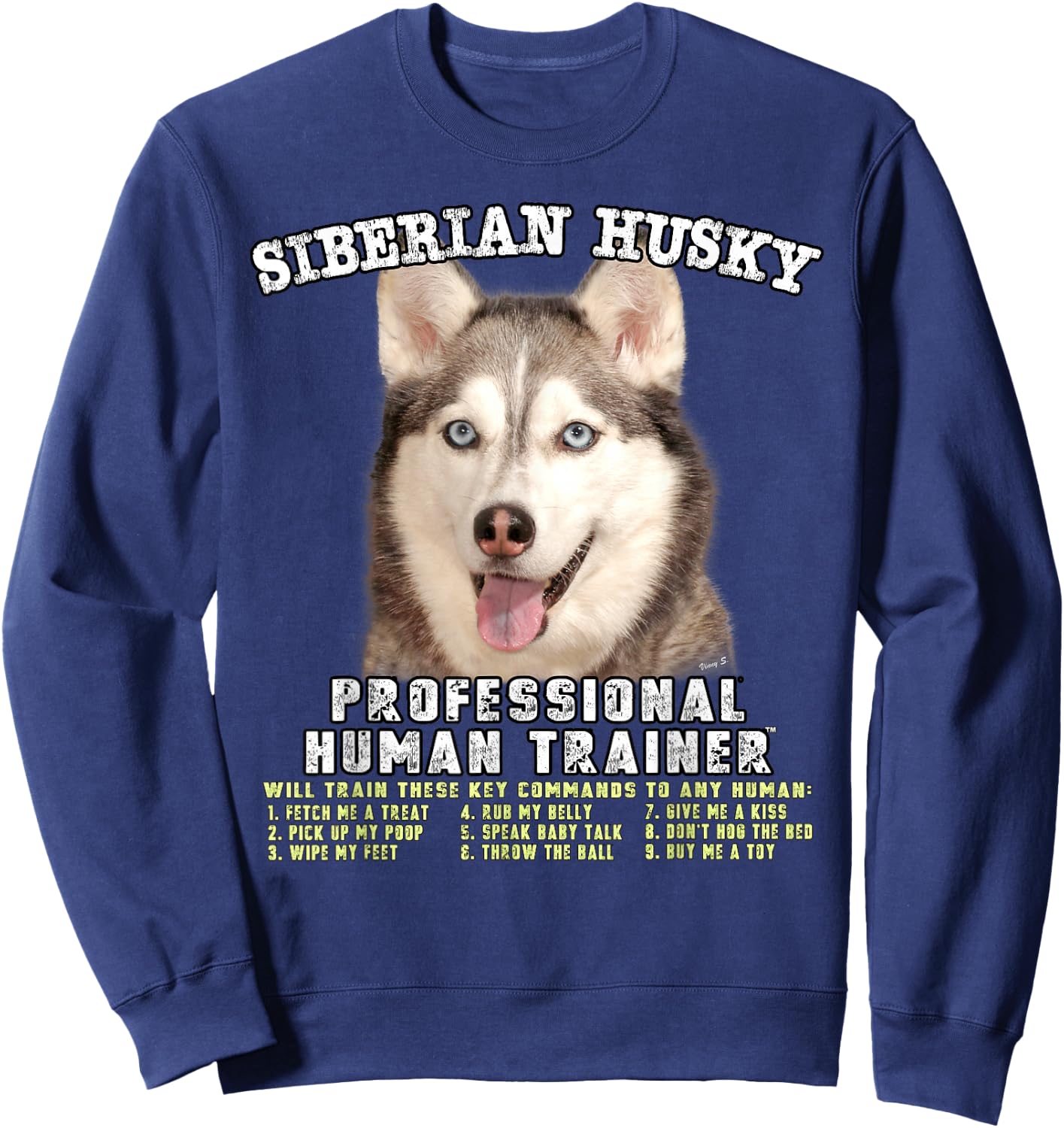 Siberian Husky Professional Human Trainer Small Sweatshirt - Sweatshirt | Navy