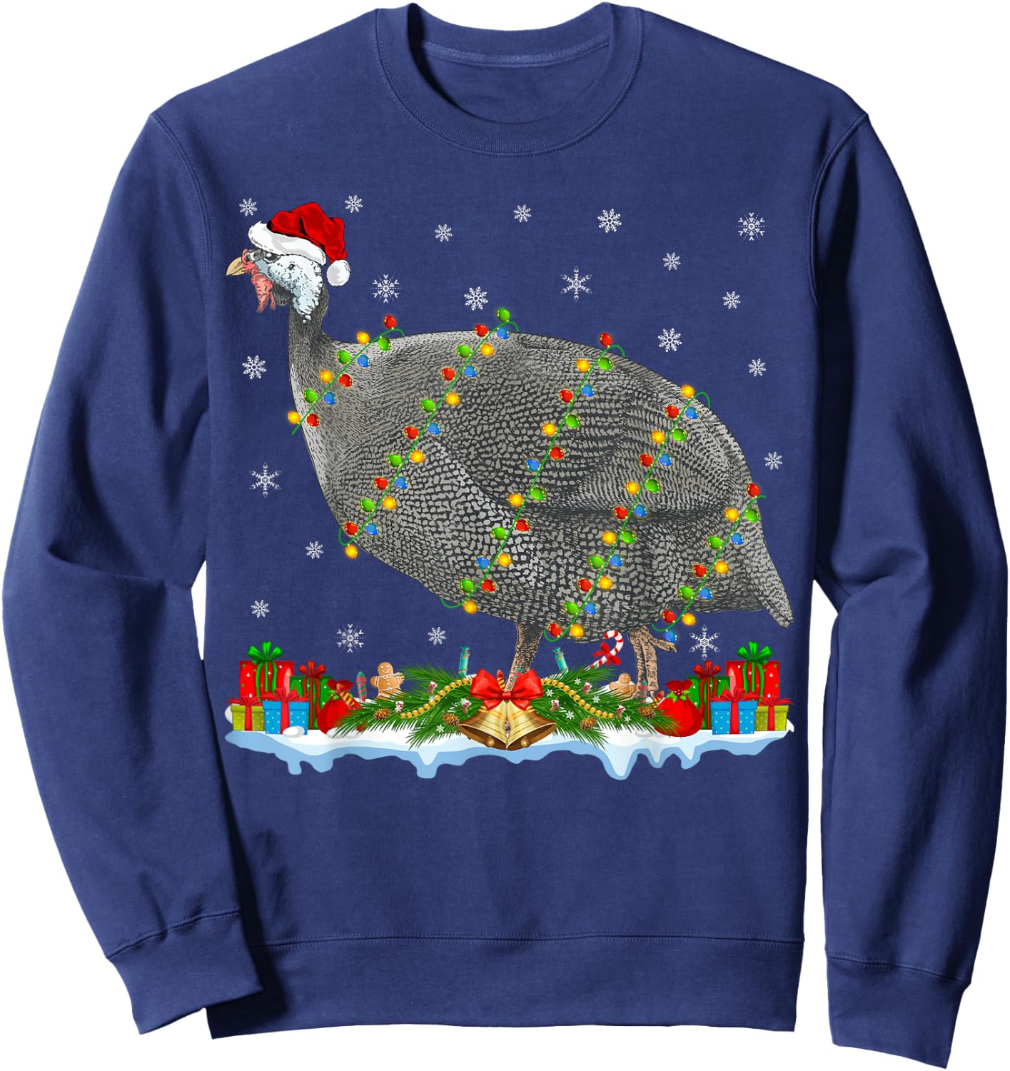 Guinea Fowl Lover Matching Santa Hat Guinea Fowl Christmas Sweatshirt - Sweatshirt | Navy