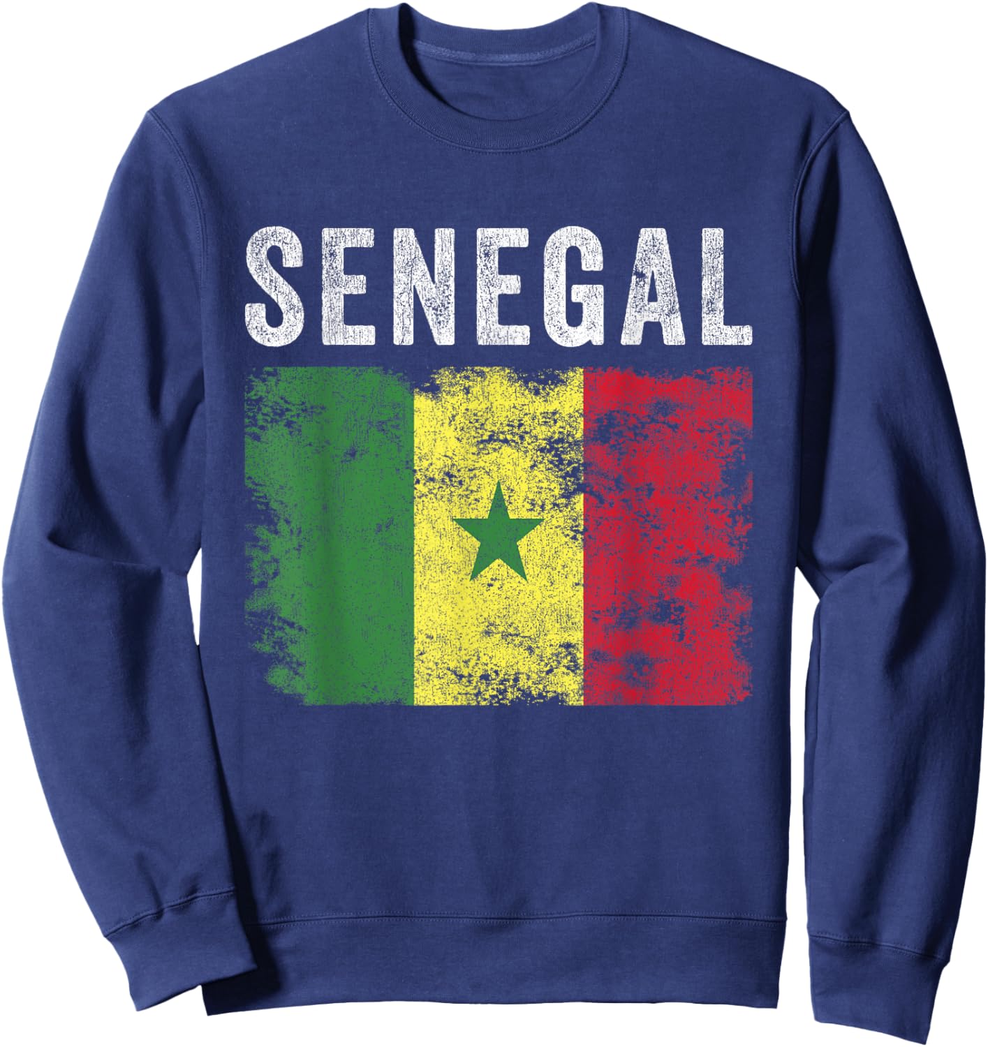 Senegal Flag Distressed - Men Women Kids - Senegalese Flag Sweatshirt - Sweatshirt | Navy