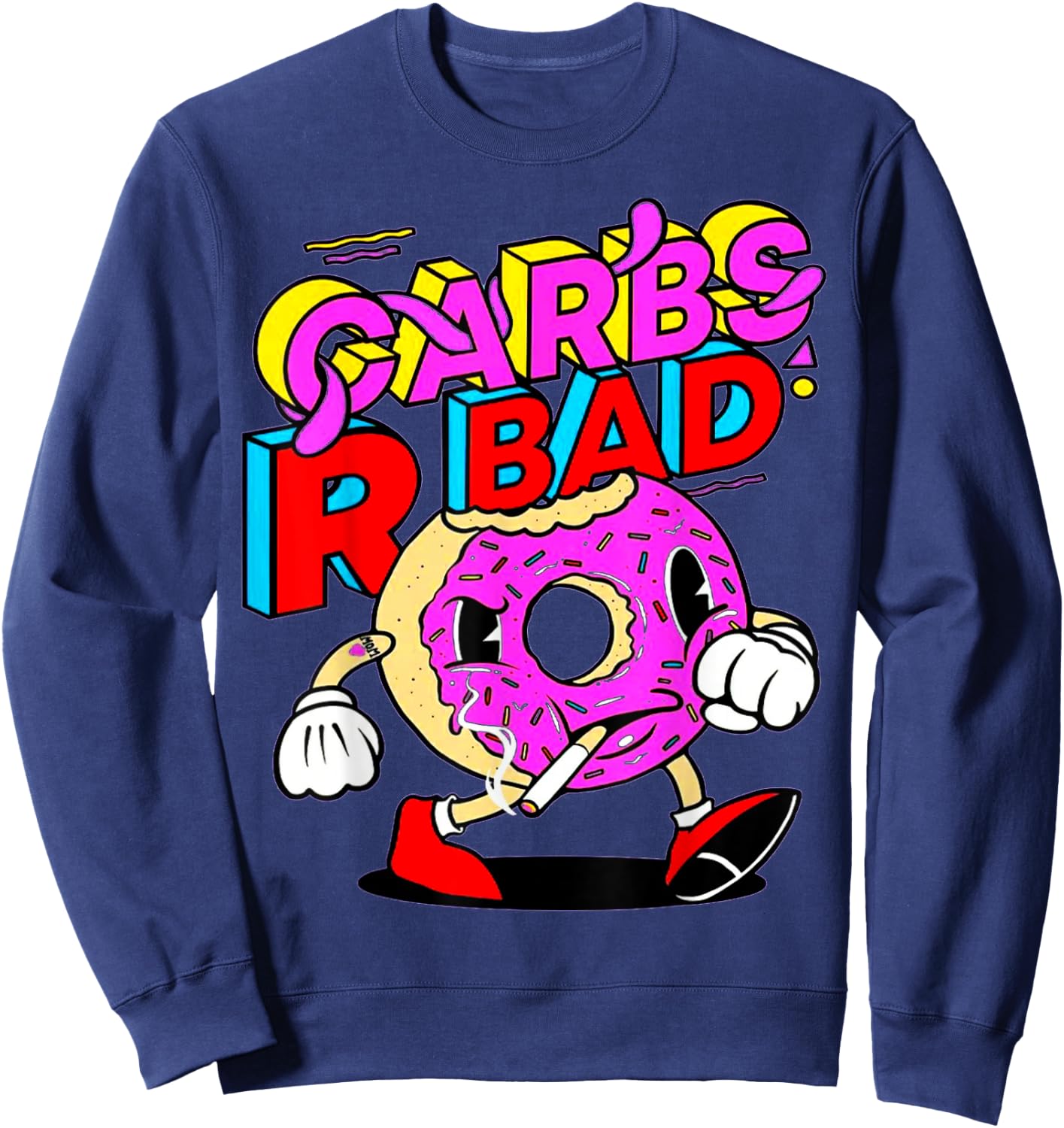 Funny Carbs R Bad Weightlifting Workout Bodybuilding Gym Sweatshirt - Sweatshirt | Navy